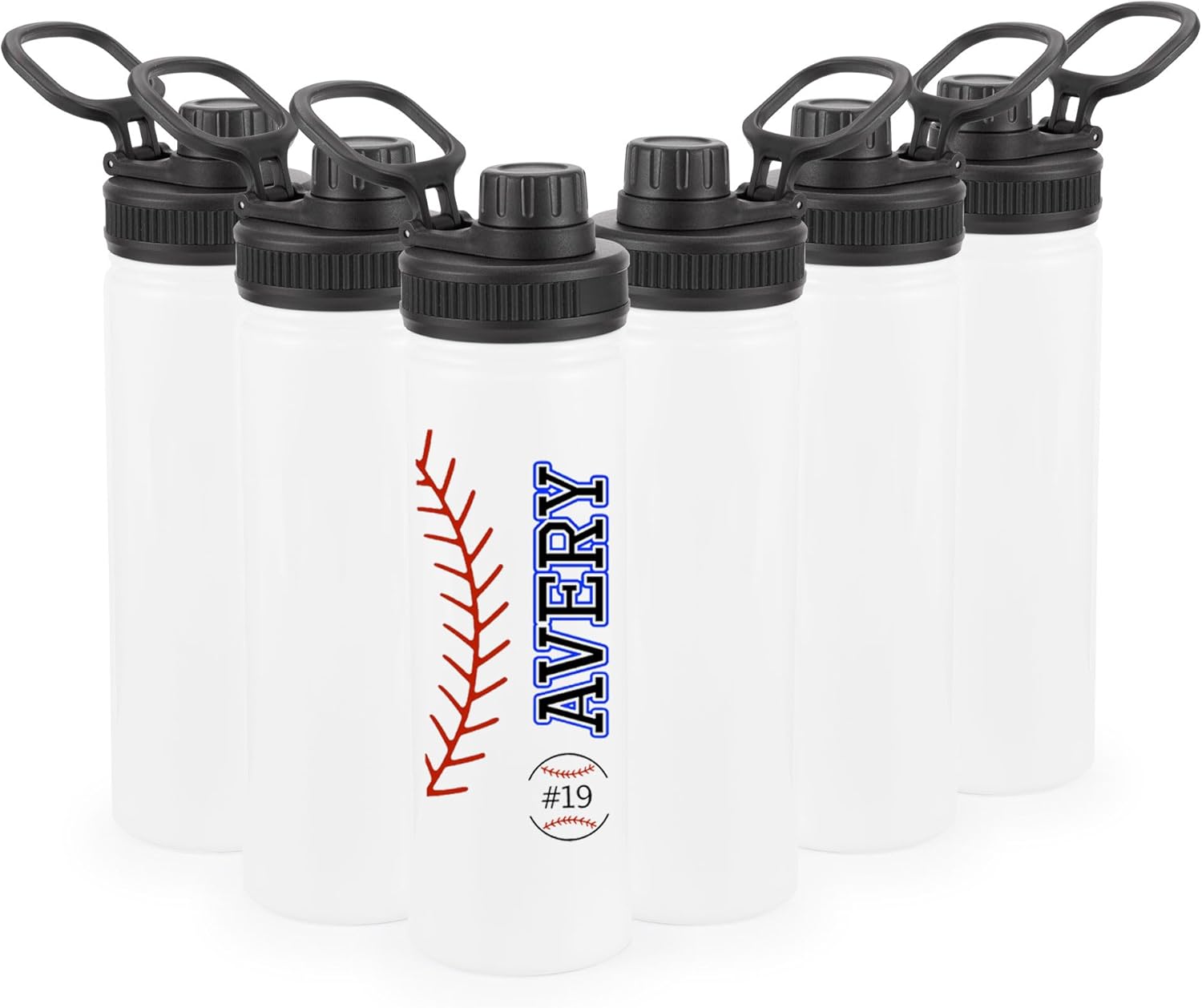 Botella de agua de sublimación en blanco con asa y tapa de boquilla, paquete de 6, botellas de agua personalizadas de 24 onzas, a granel, acero