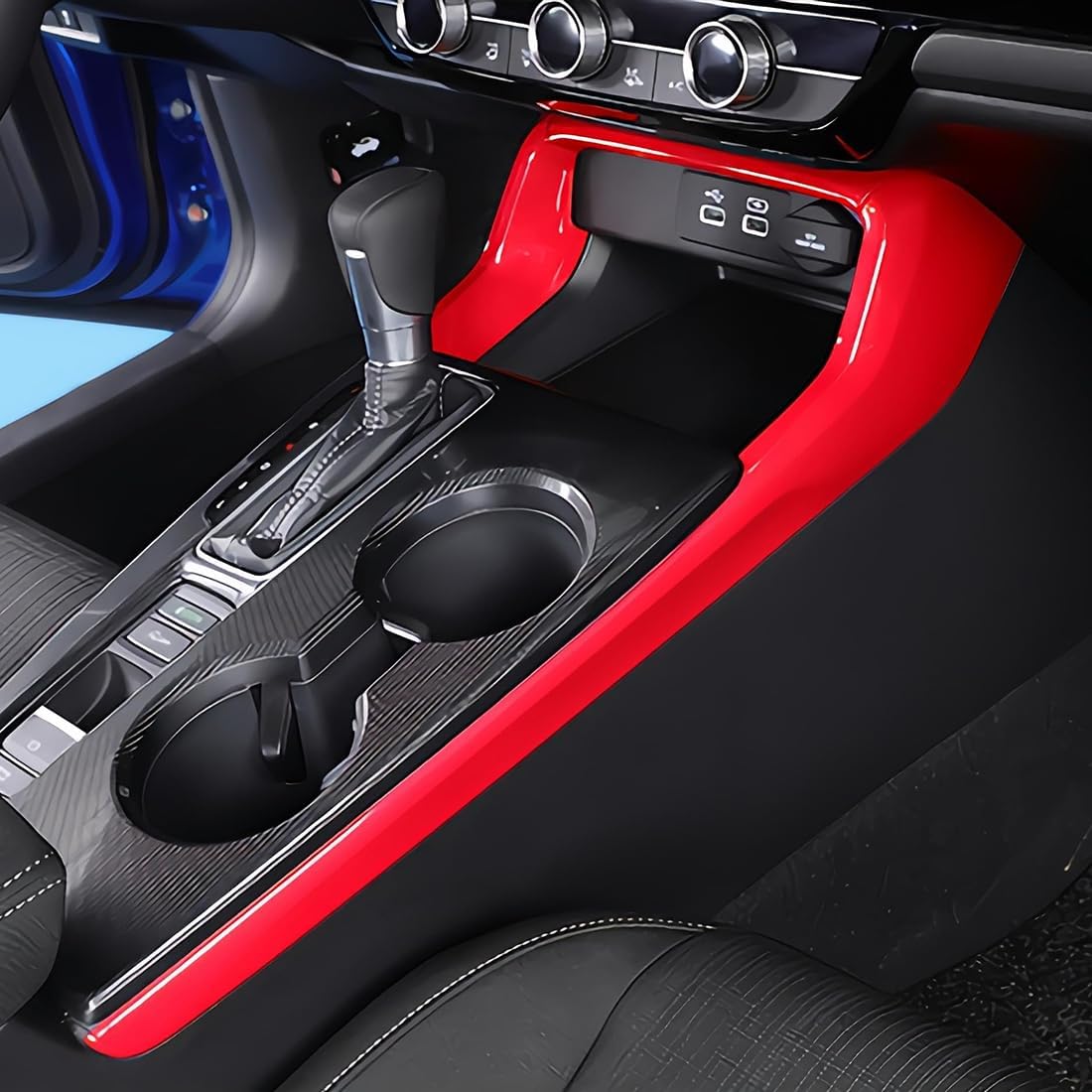 11 generación Civic – 3 piezas de cubierta lateral para Honda Civic 2022 2023  Marco de consola central ABS rojo vino, ajuste lateral, accesorios
