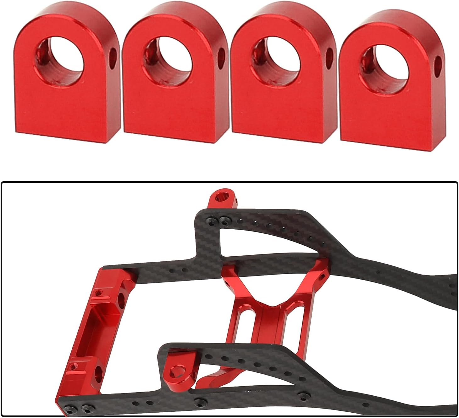 Soporte de poste de cuerpo de aleación de aluminio CNC para 110 RC Crawler Axial SCX10 PRO Actualizaciones de metal (rojo)