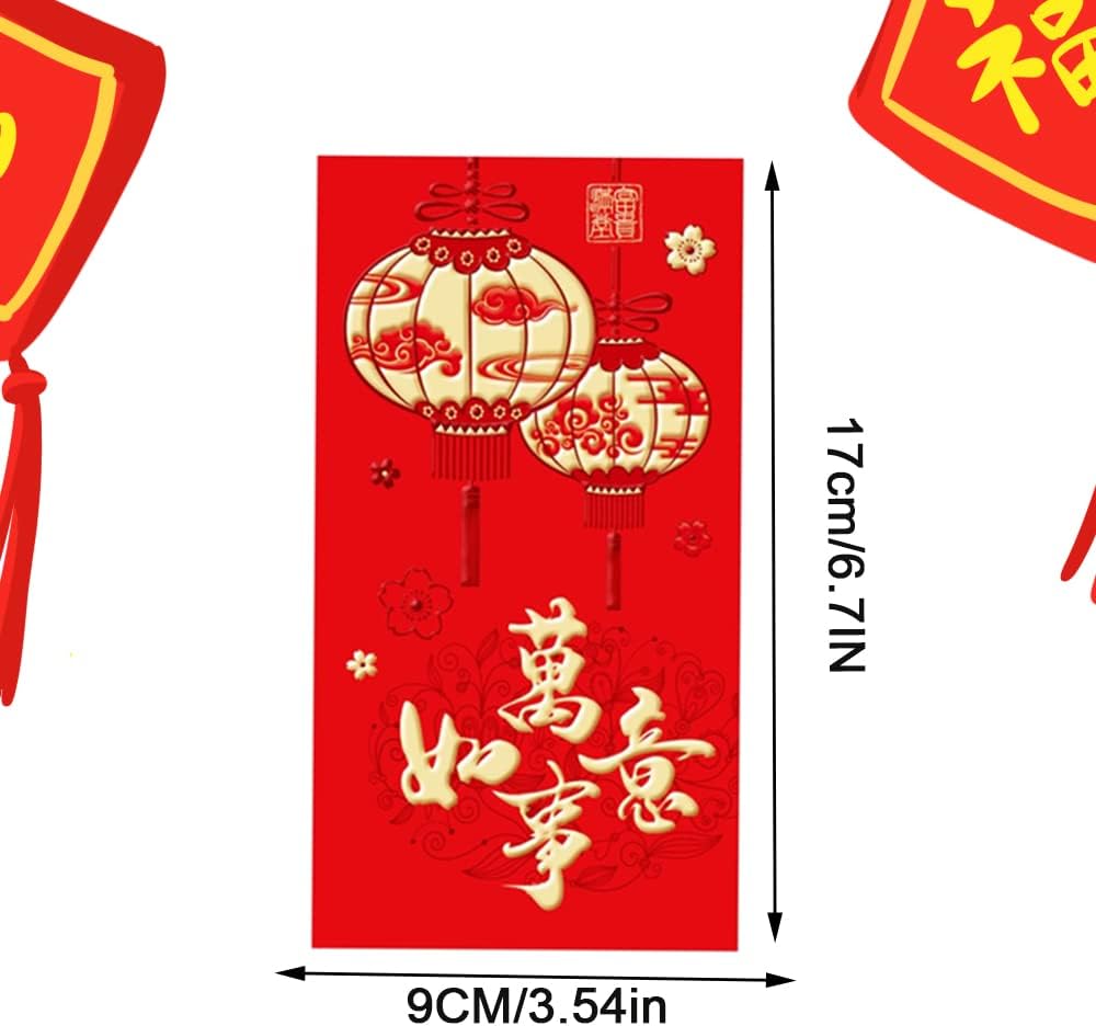 AWEELON 36 sobres rojos de Año Nuevo chino, paquete grande rojo 2023 Año del conejo Hong Bao Primavera China Lucky Money Bolsillos para boda Año