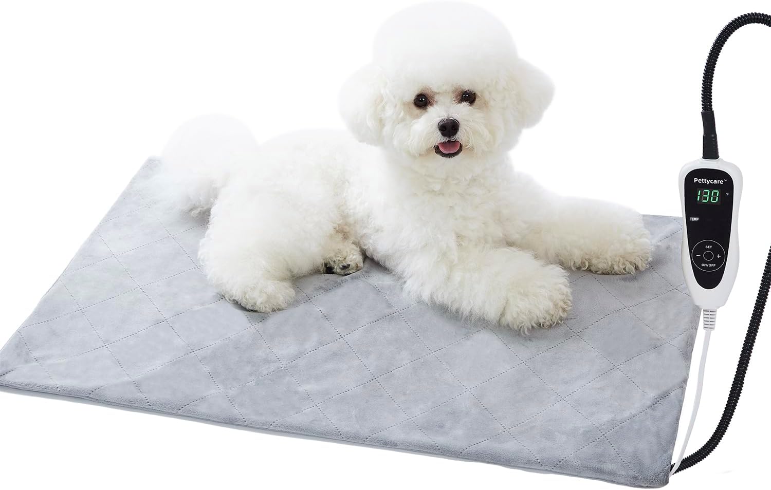 pettycare Almohadilla térmica para mascotas para perros y gatos, calefacción eléctrica con cable envuelto en acero, temporizador de 25 niveles y
