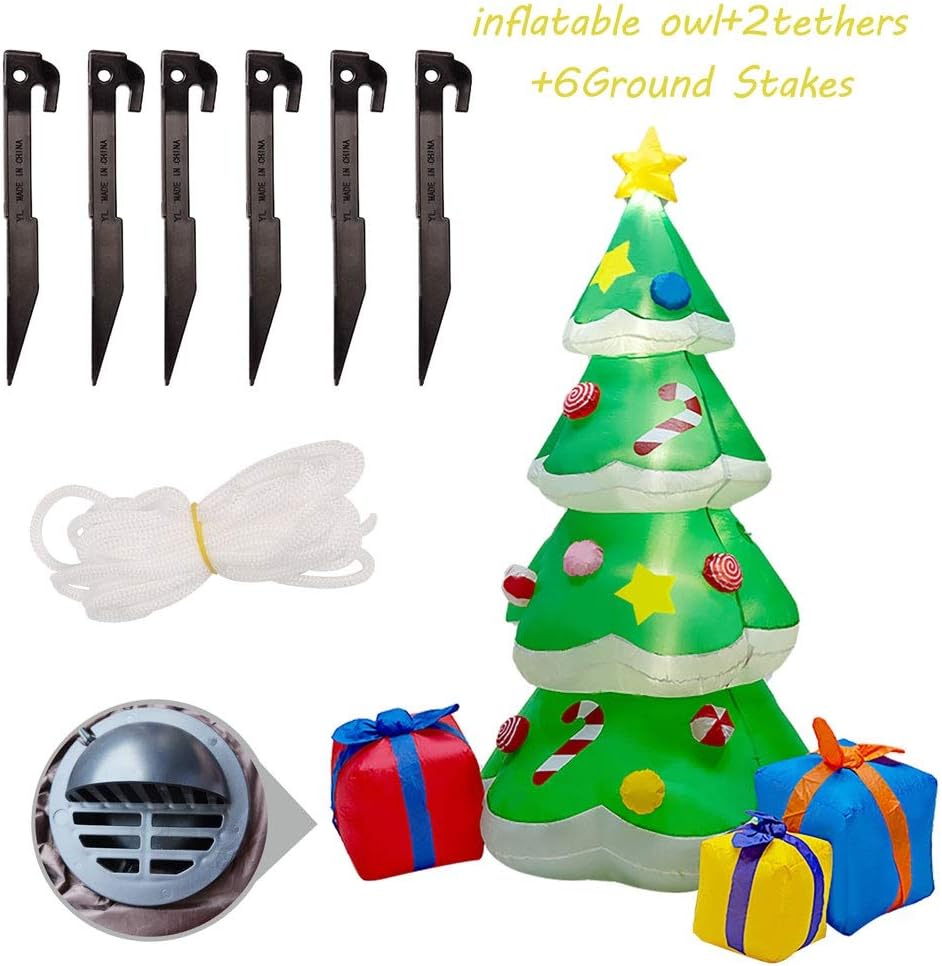 DR.DUDU Árbol de Navidad inflable de 7 pies con luces LED, árbol de Navidad iluminado para decoración de patio, interior y exterior, jardín,