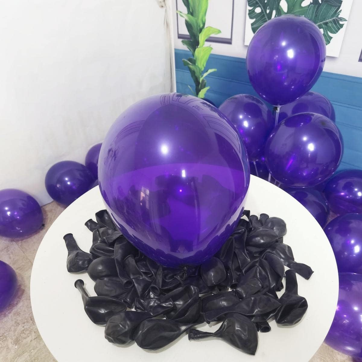 Paquete de 300 globos morados, globos de fiesta color morado oscuro de 12 pulgadas, para bodas, cumpleaños, baby shower y más