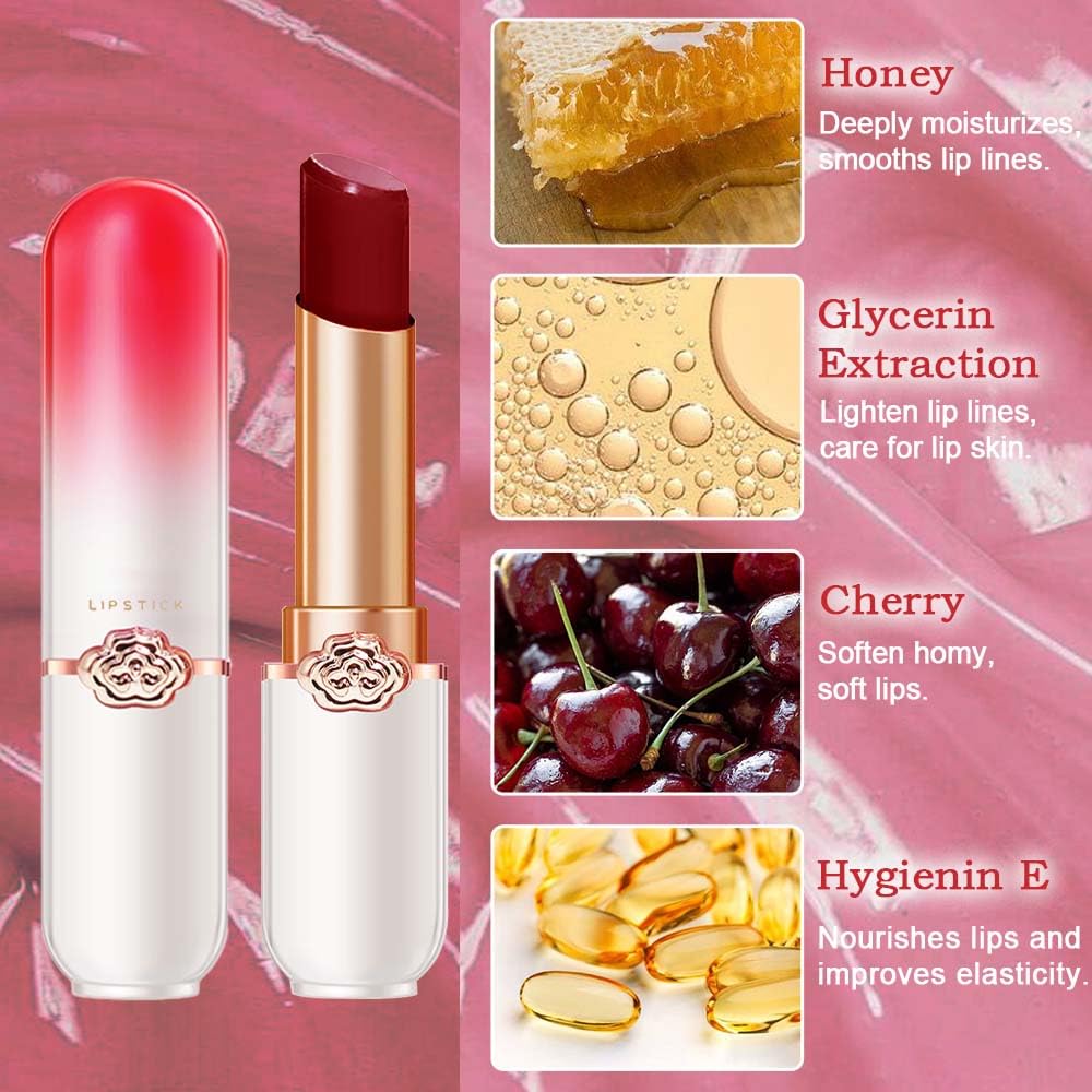 BINGBRUSH Juego de 2 lápices labiales que cambian de color, tamaño Queen, de larga duración, hidratante, bálsamo labial, brillo de labios, tinte de