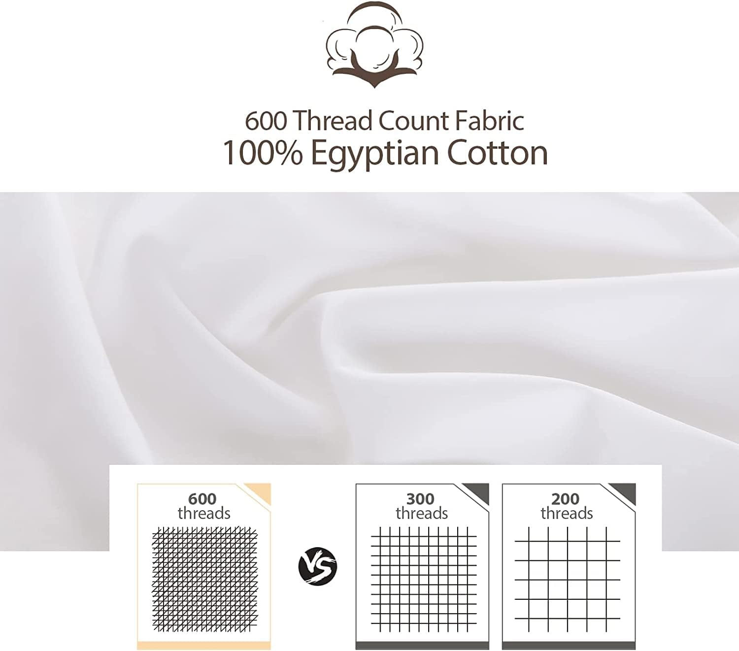Juego de 4 protectores de almohada 100% de algodón egipcio de 600 hilos tamaño Queen con cremallera, fundas de almohada de tejido satinado,