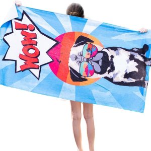 Akay Tekstil Toalla de playa y bolsa de playa con diseño de perro, toalla de baño, colores glamorosos con un diseño único, extra grande (30 x 60 Akay Tekstil Toalla de playa y bolsa de playa con diseño de perro, toalla de baño, colores glamorosos con un diseño único, extra grande (30 x 60