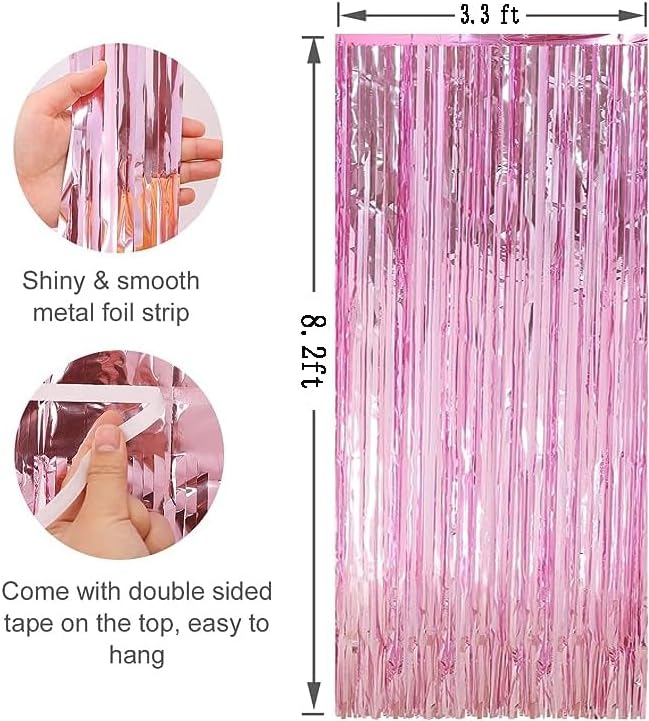 Abien Cortinas de flecos de papel de aluminio de oropel para fiestas, cumpleaños, despedidas de soltera, compromiso, revelación de género,