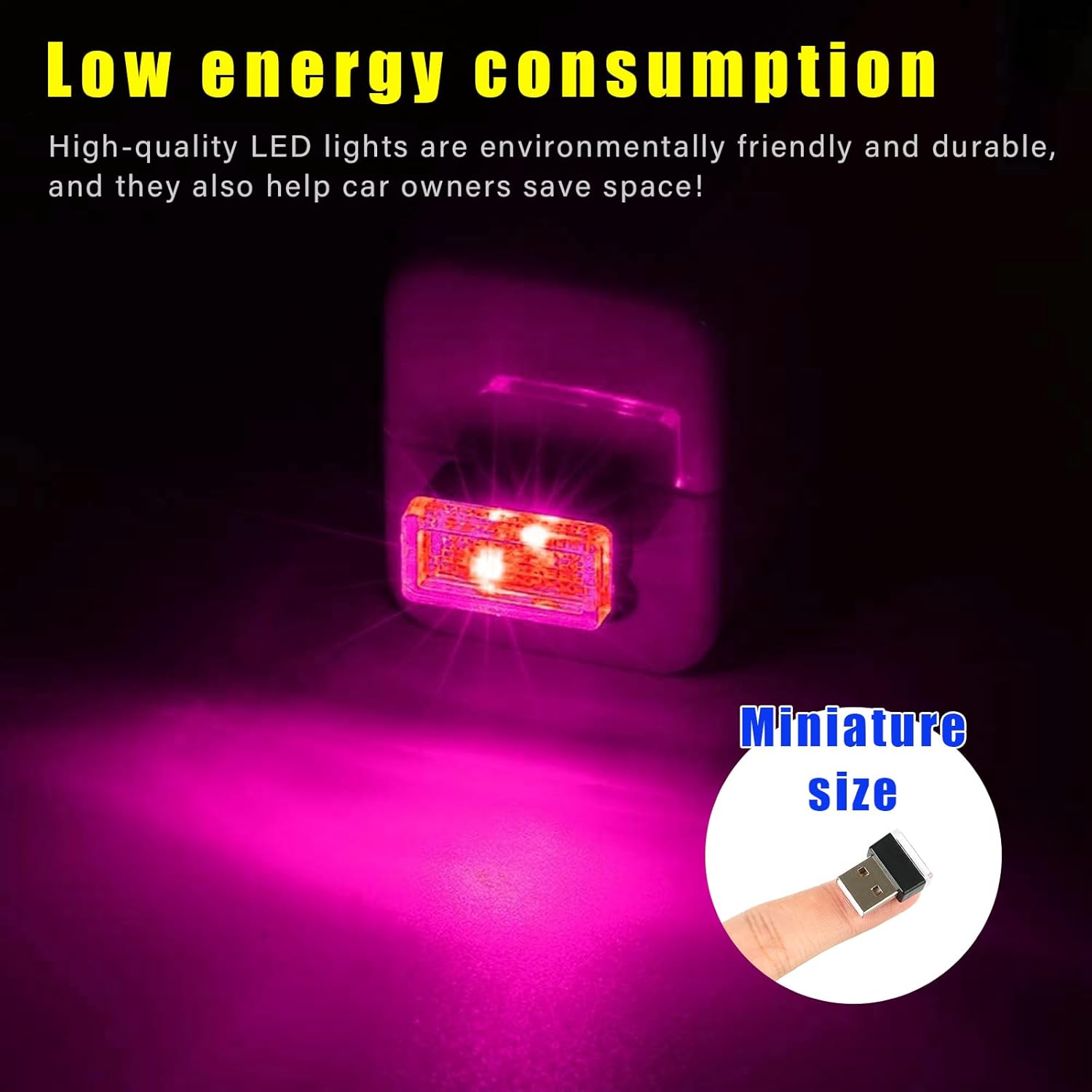 Augeny 4 lámparas LED USB para el interior del automóvil, luz nocturna de decoración USB enchufable, kit de iluminación ambiental portátil para