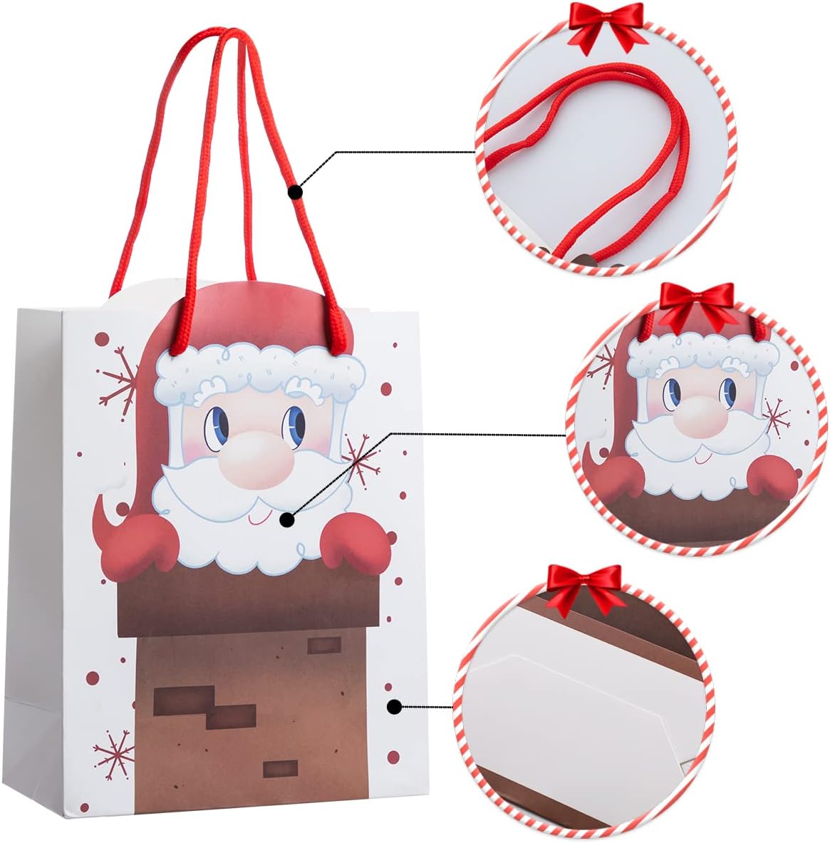 JOYIN Juego de extensión de bolsa de Navidad lindo juego de extensión de bolsa de Navidad, 12 bolsas de regalo de papel kraft de Navidad, juego de 6