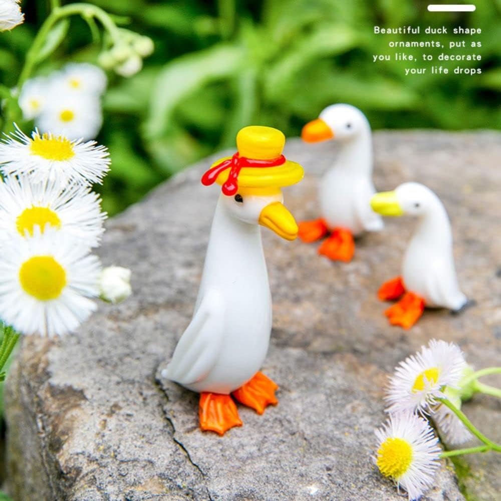 1 figura de ganso de cristal, estatua de cristal de pato, adorno de animal, escultura de jardín, mini figuras de cristal soplado (C)