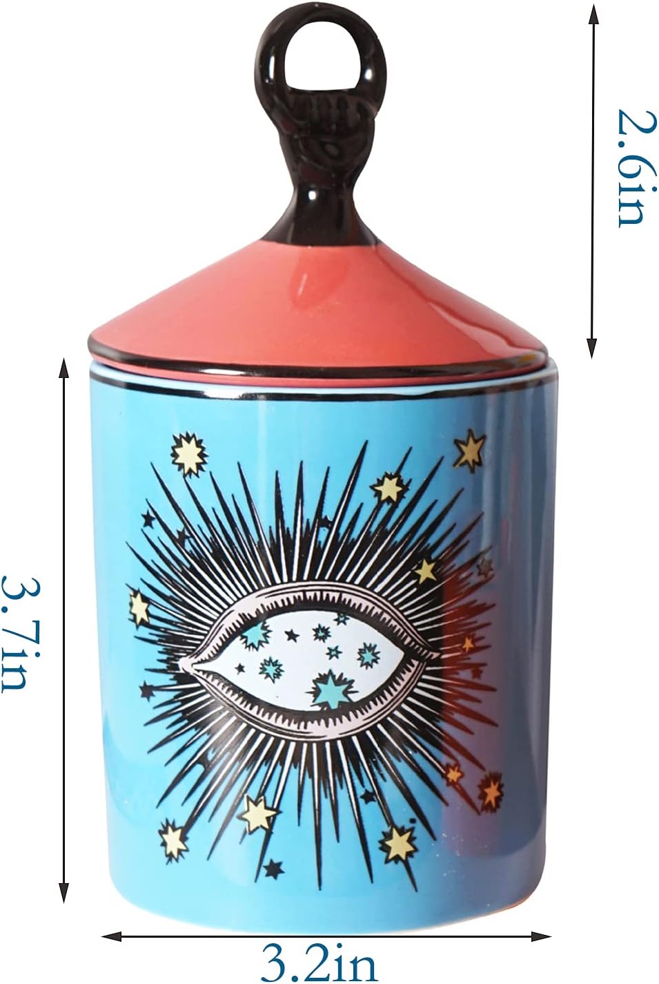 Big Eye – Tarro de vela de aromaterapia con tapa de cerámica para maquillaje, soporte para hisopos de algodón, botella de decoración para el hogar,
