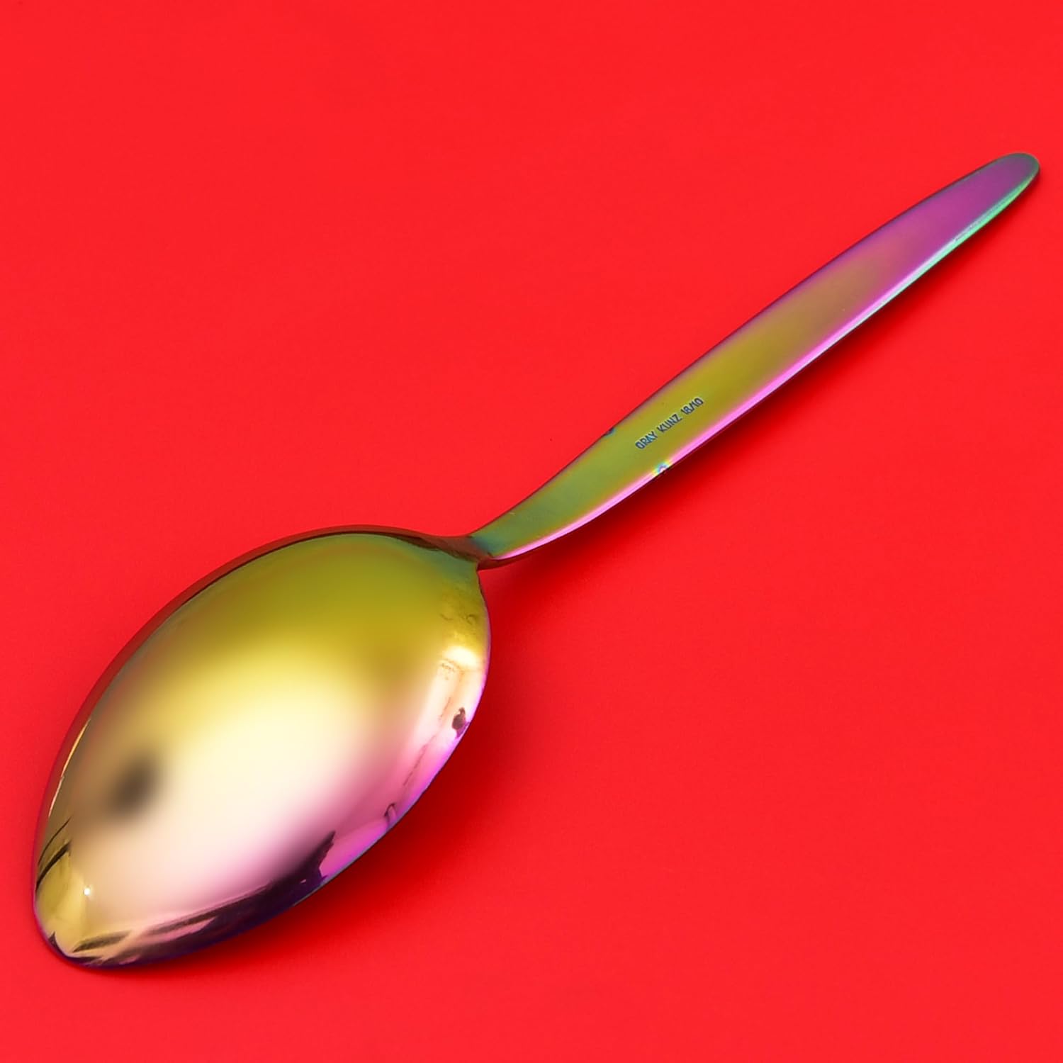 Kunz Spoons Cucharas de cocina Cucharas de cocina de acero inoxidable 1810 de titanio brillante arco iris – Cucharas chapadas de 9 pulgadas –