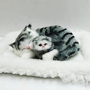 Juguete de peluche lindo realista Fluffy offerspring ornamets gris rayas atigrado gato peluche Kawaii suave gatito regalo Juguete de peluche lindo realista Fluffy offerspring ornamets gris rayas atigrado gato peluche Kawaii suave gatito regalo