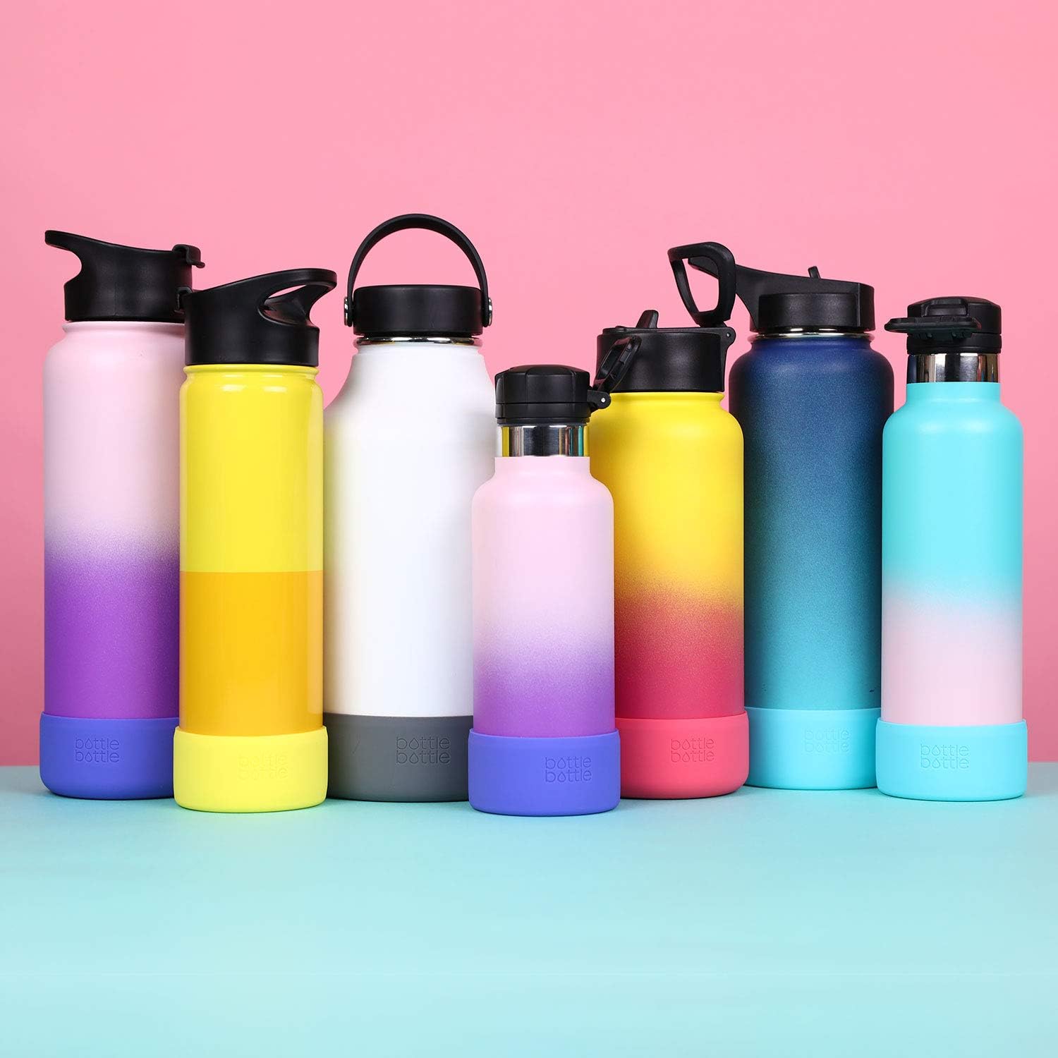 bottlebottle Funda protectora de silicona apta para 12-64 onzas para Hydro Sports, Simple Modern, Takeya, MIRA, Iron Flask y otras marcas de botella