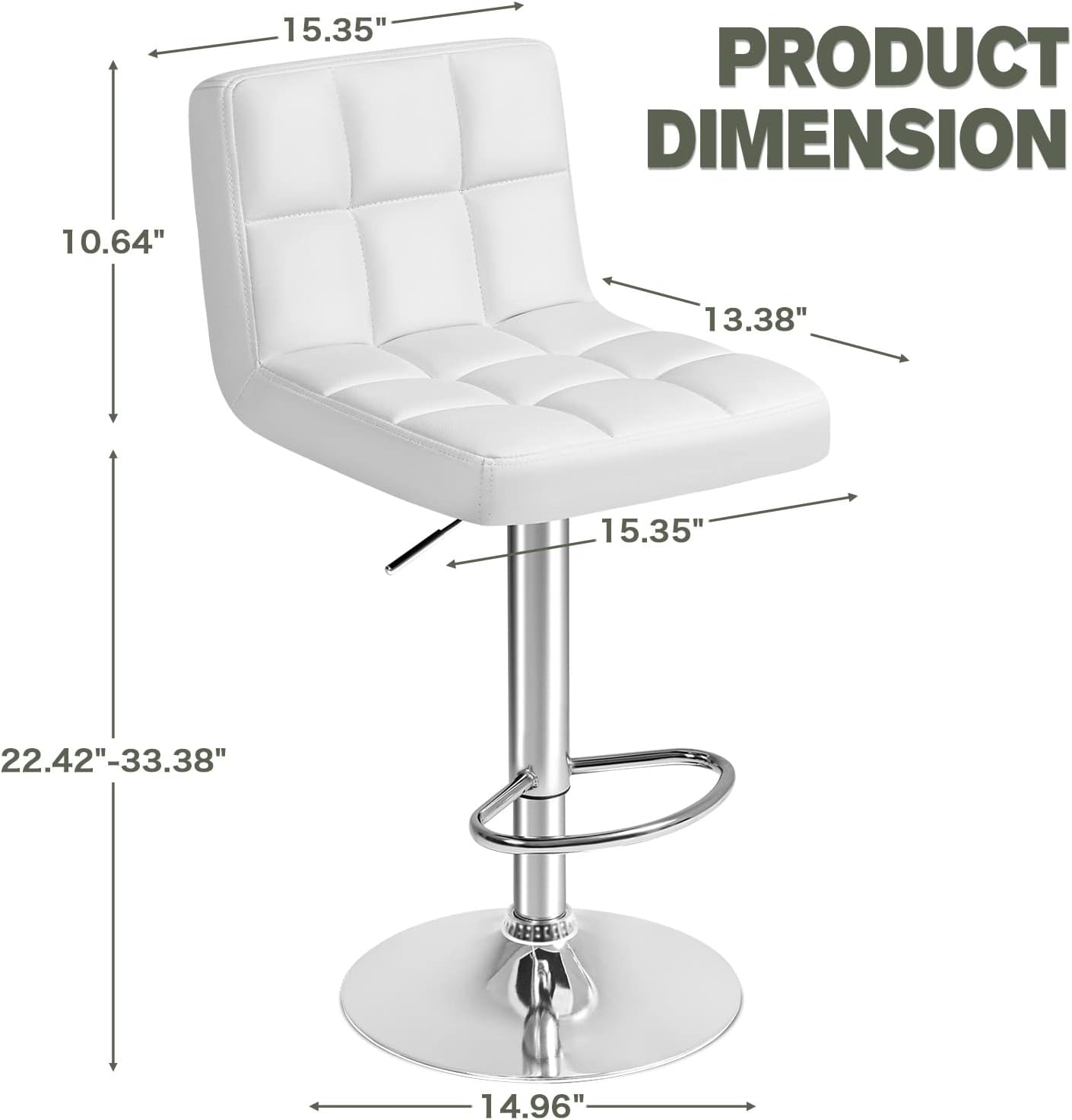 Furmax Taburetes de bar modernos de piel sintética giratoria ajustable hidráulica taburete cuadrado de altura de mostrador juego de 4 (4 piezas,