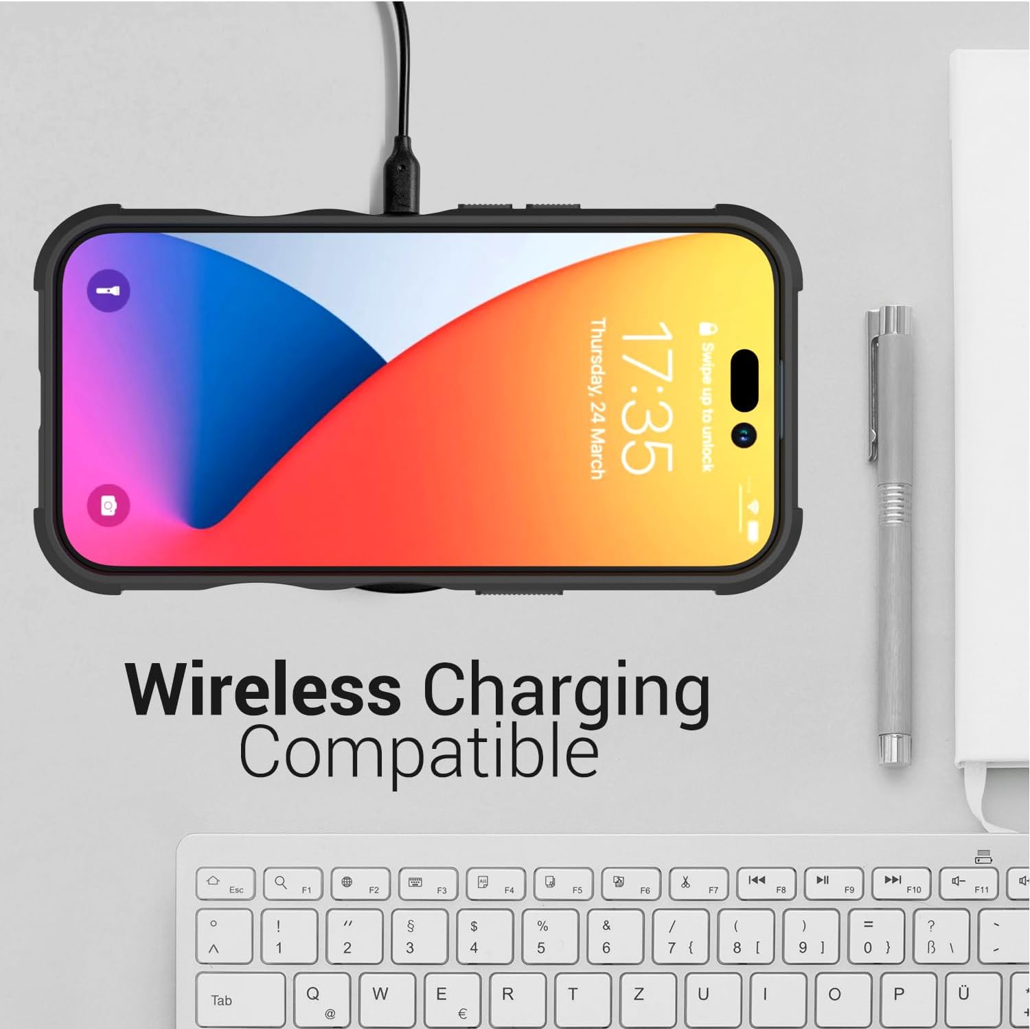 CoverON Funda resistente diseñada para Apple iPhone 15, resistente grado militar A de plástico duro, TPU híbrido, agarre de la piel, funda rígida