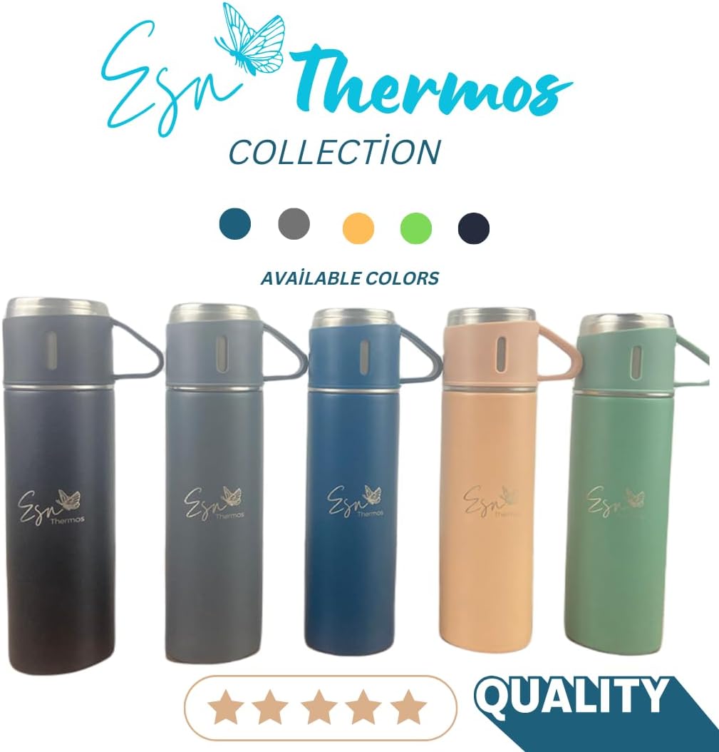 Termo de acero inoxidable, termo taza para bebidas calientes y bebidas frías para viajes y, picnics 16.9 fl oz16.9oz calidad café, té y botella de