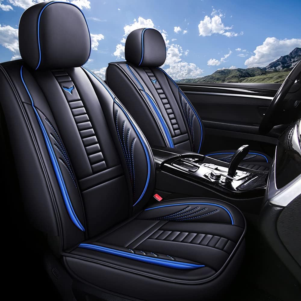 AFUNTIO Funda de asiento de automóvil para kia Forte Koup 2010-2023, de piel, cómodo ajuste universal para fundas de asiento, fundas de asiento de