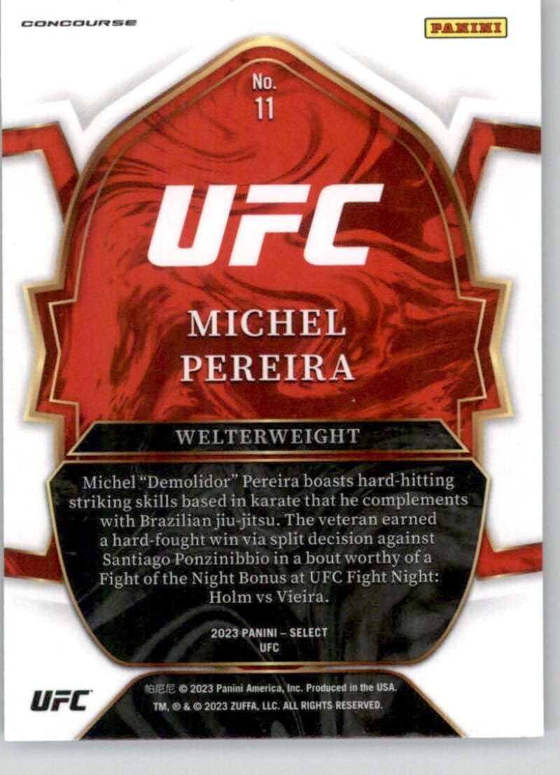 2023 Panini Select Red and Blue #11 Michel Pereira Welterweight Concourse Official MMAUFC Trading Card in Raw (NM or better) Condition