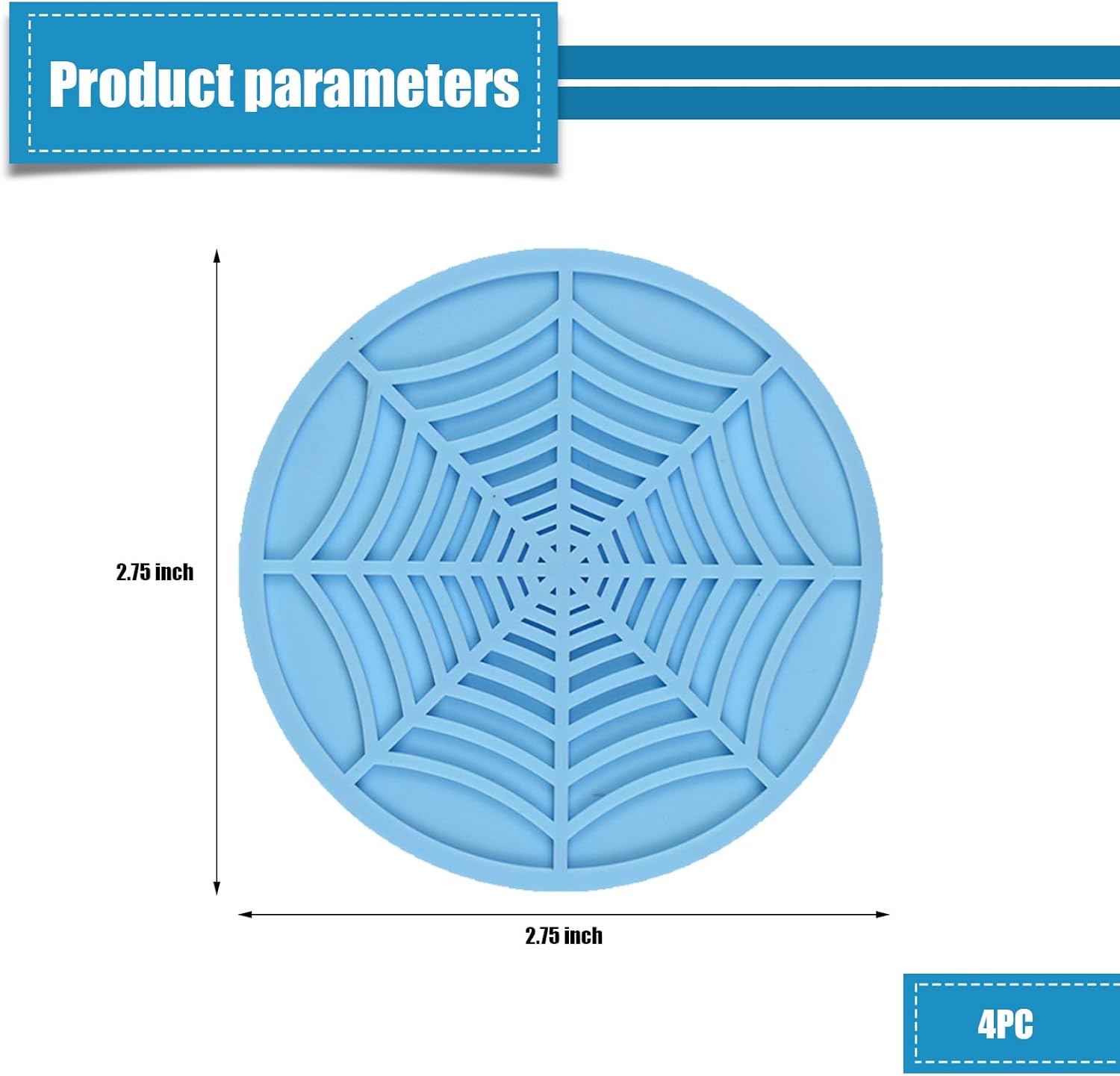 ZKFAR 4 PCS 2.75″ Car Cup Holder Coaster, PVC Waterproof Spider Web Car Coasters, Thickened Eco-Friendly Automotive Drinks Coaster, Universal for