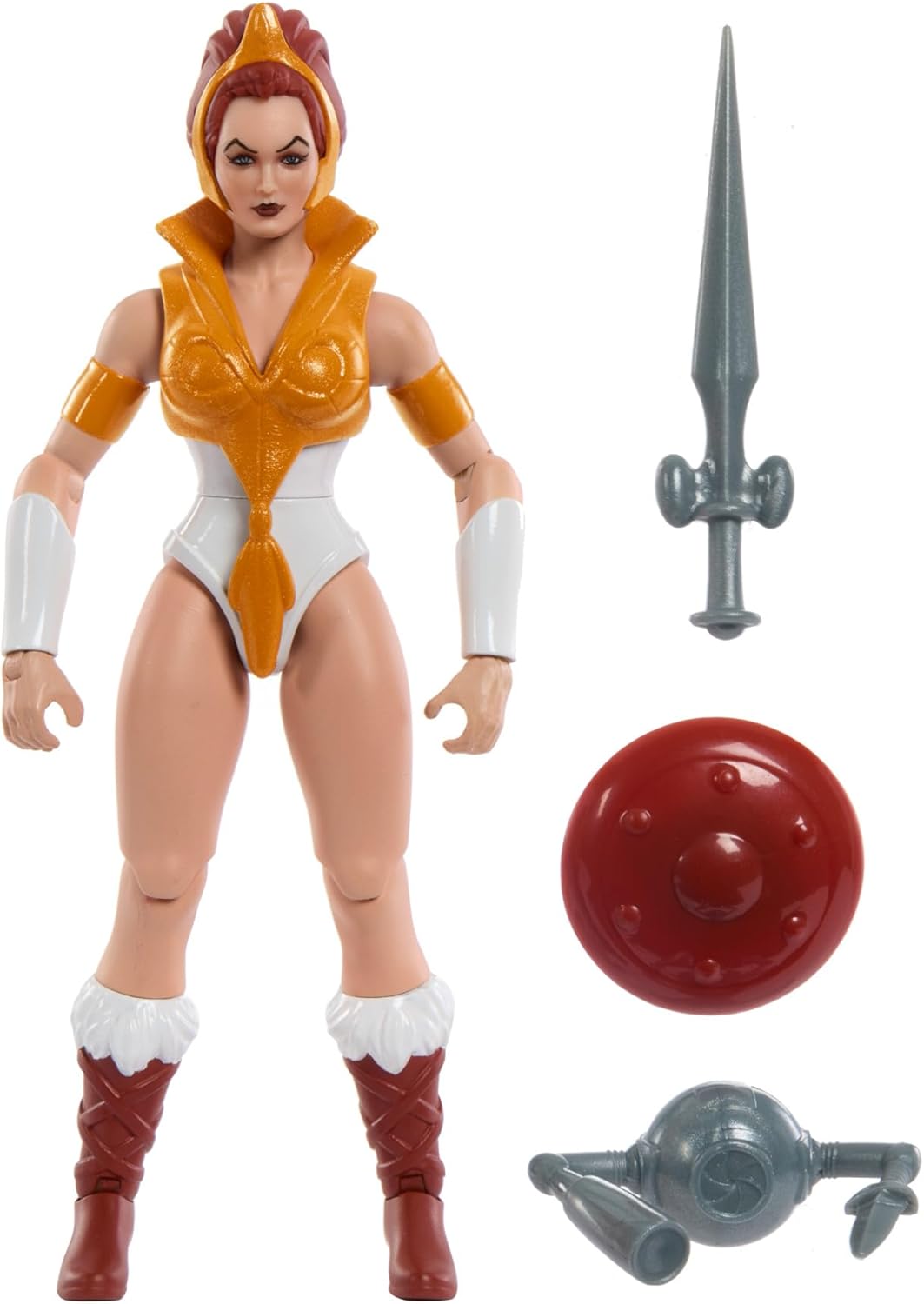 Masters of the Universe Origins Toy, figura de acción de la colección de dibujos animados de Teela, heroína MOTU de 5.5 pulgadas, accesorios y