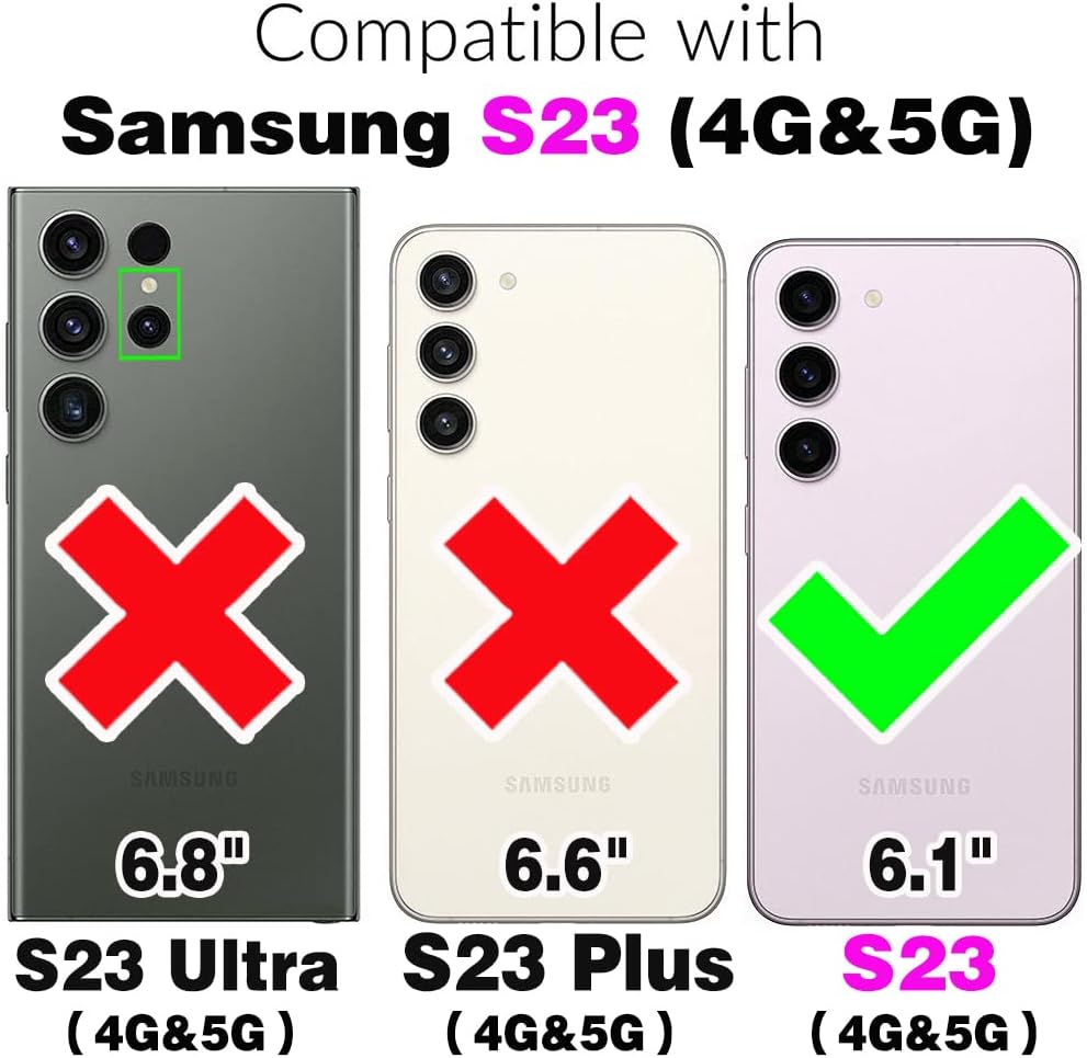 Asuwish Funda para teléfono Samsung Galaxy S23 5G con tarjetero para tarjeta de crédito, ranura con cremallera, correa cruzada, cordón, soporte de