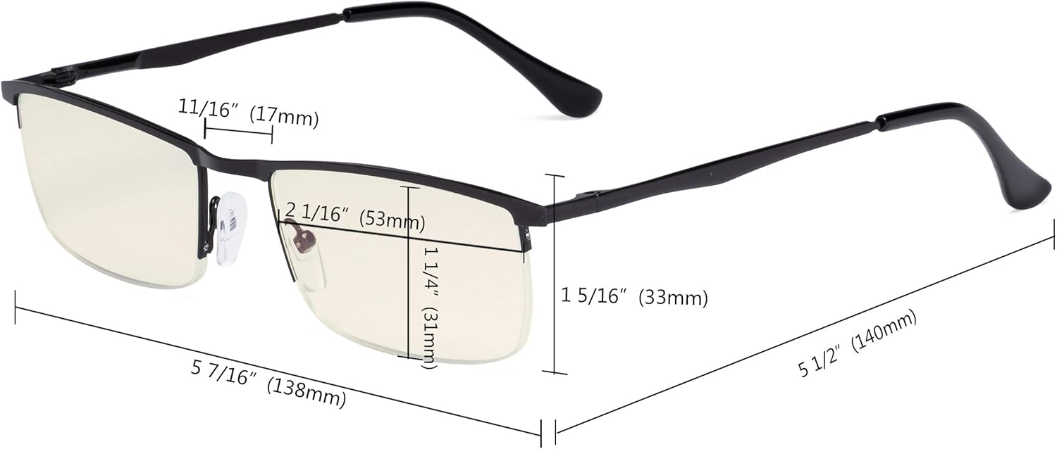 CessBlu Protección UV, anti rayos azules, lentes de lectura para computadora de media llanta