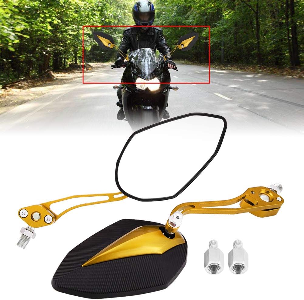 Espejo retrovisor para scooter, par de espejos retrovisores universales de aleación de aluminio de 0.315 in y 0.394 in (amarillo)