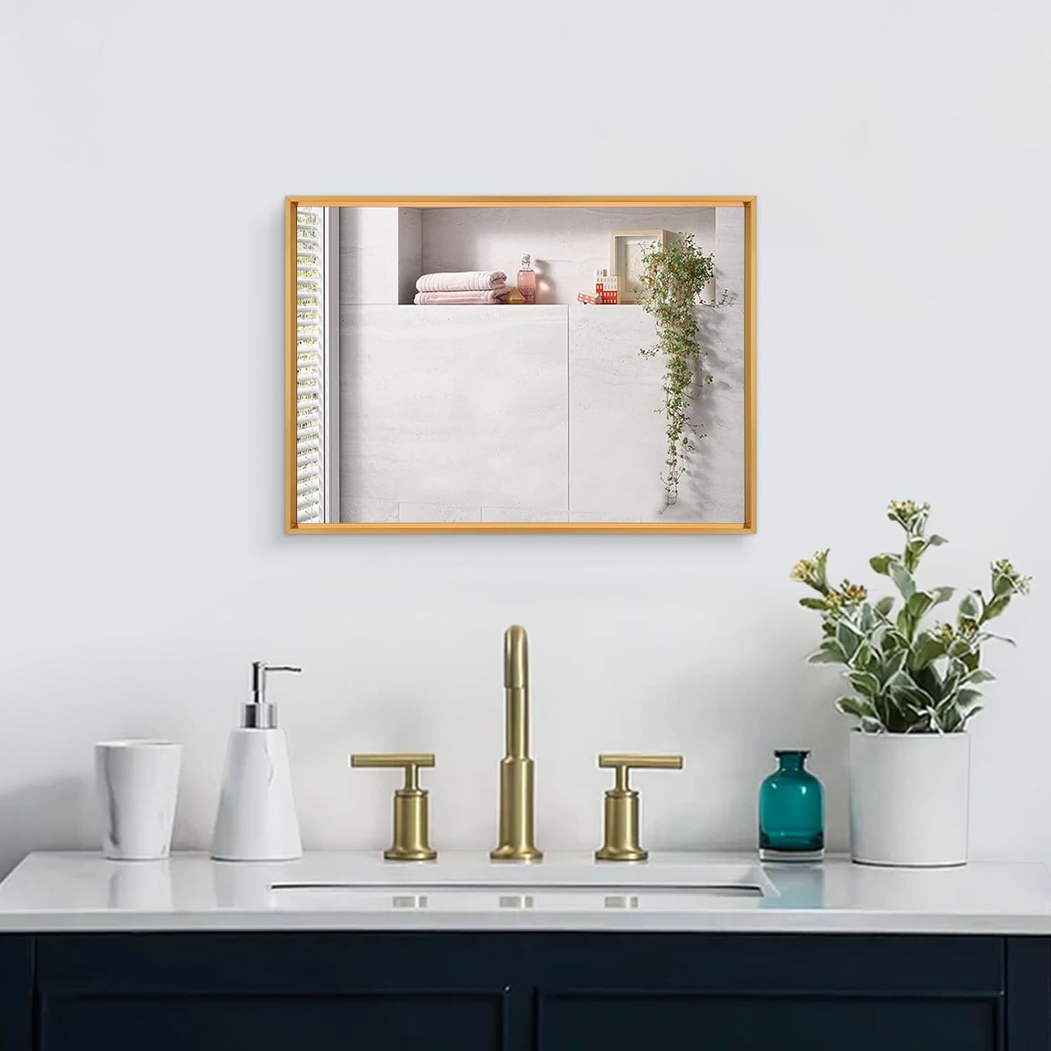 AAZZKANG Espejo de pared rectangular con marco de metal, espejo colgante decorativo para baño, dormitorio, sala de estar, entrada del hogar