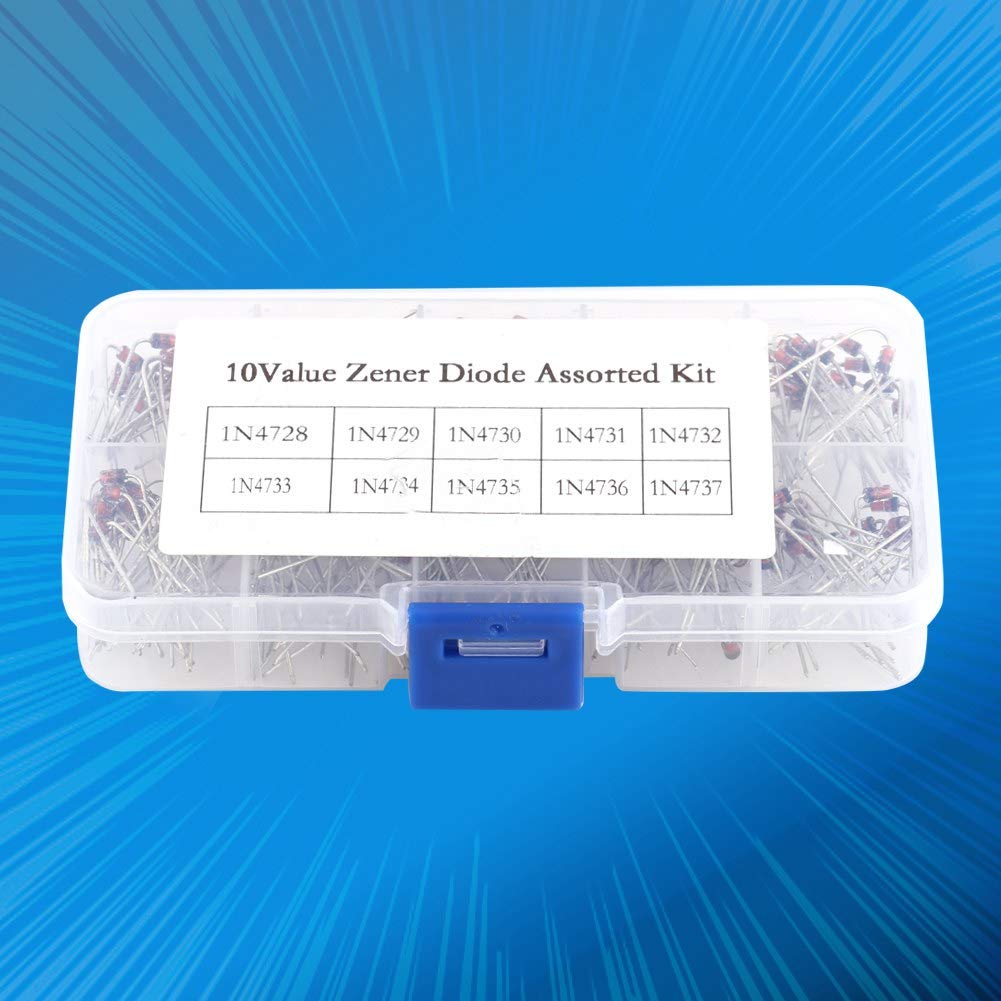 Diodos Zener 200pcs, 10Values diodo Zener diodo electrónico 1N4728 1N4729 1N4730 1N4731 1N4732 1N4733 1N4734 1N4735 1N4736 1N4737 con caja de