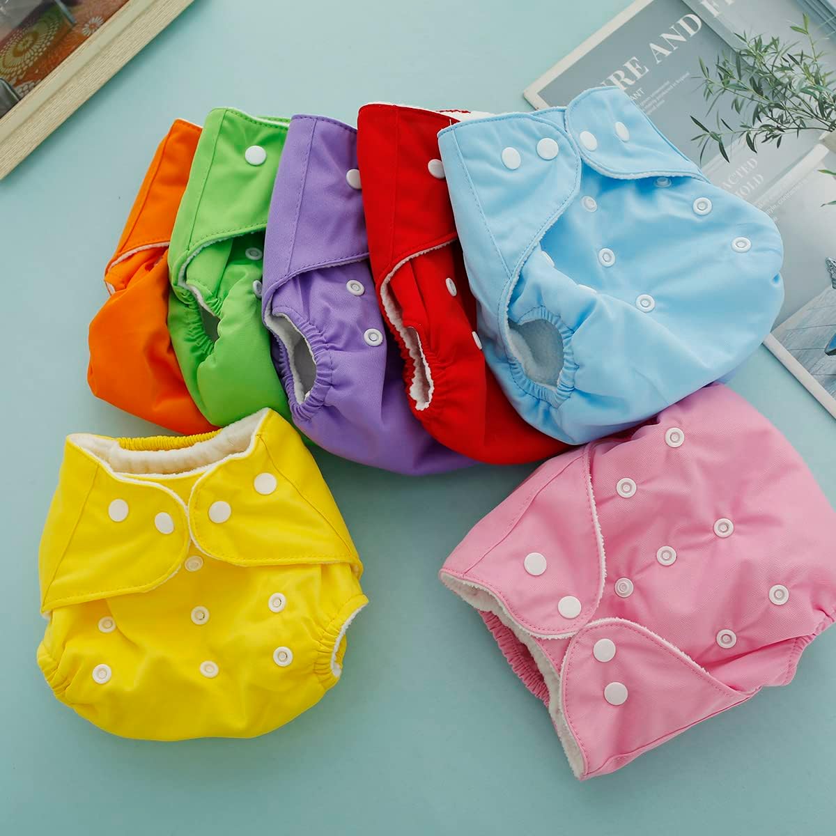 7 pañales de tela para bebé, pañales de bolsillo reutilizables, pañales de tela ajustables, pañales de tela súper absorbentes, pañales de tela