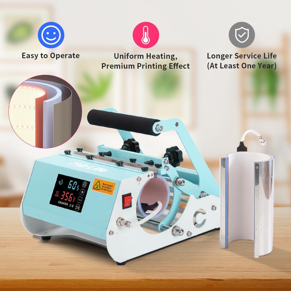 PYD Life Máquina de prensa térmica de vasos 2 en 1 de 40 onzas, 110 V, verde menta, 20 onzas, 30 onzas, pantalla táctil para vaso de 40 onzas con