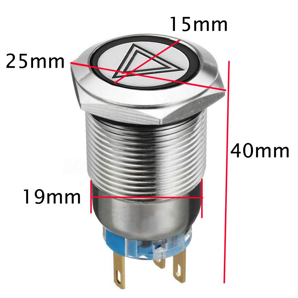 ESUPPORT 12 V Vehículo de coche azul LED luz emergencia peligro advertencia botón metal interruptor de palanca enchufe enchufe 0.748 in