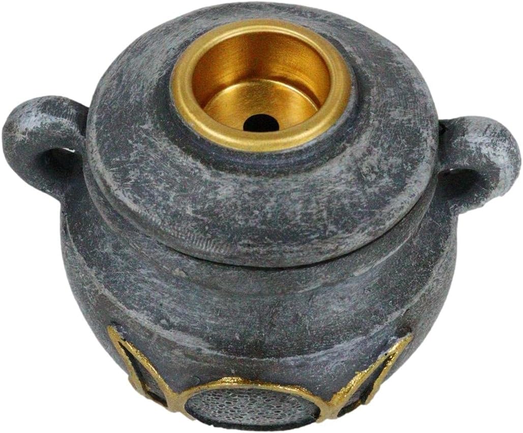 Ebros Gift Witchcraft Wicca Sagrada Triple Luna Femenina Símbolo de Diosa Caldero Cono de Incienso Reflujo Titular Estatuilla de Halloween Oculto