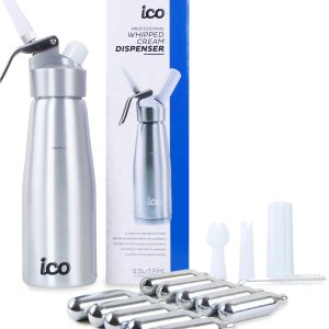 ICO – Dispensador profesional de crema batida de aluminio para crema batida casera, máquina de crema batida para postres, salsas, licores ICO – Dispensador profesional de crema batida de aluminio para crema batida casera, máquina de crema batida para postres, salsas, licores
