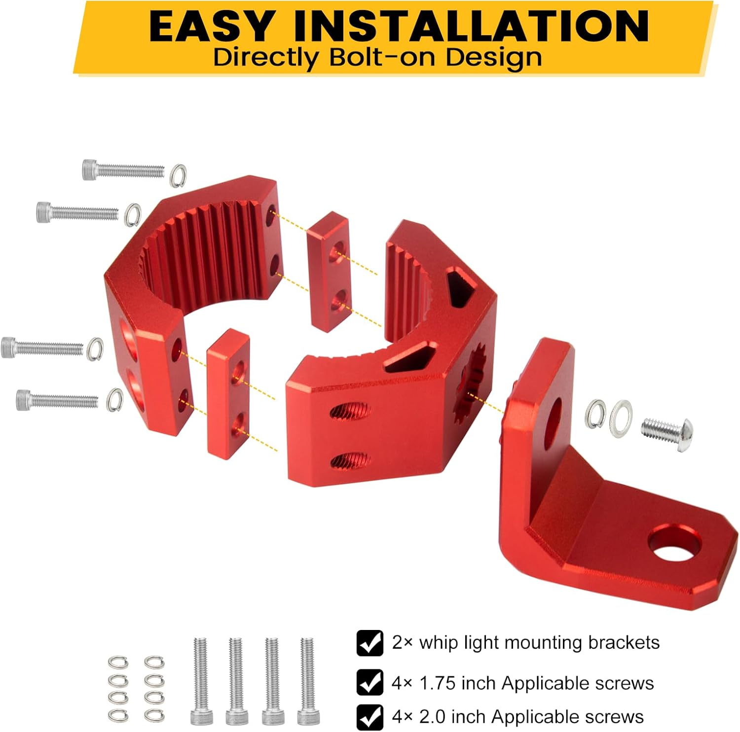 Soporte para látigo UTV, soporte de montaje de luz de bandera de látigo de aleación de aluminio, orificio giratorio de 360 ajustable para jaula de