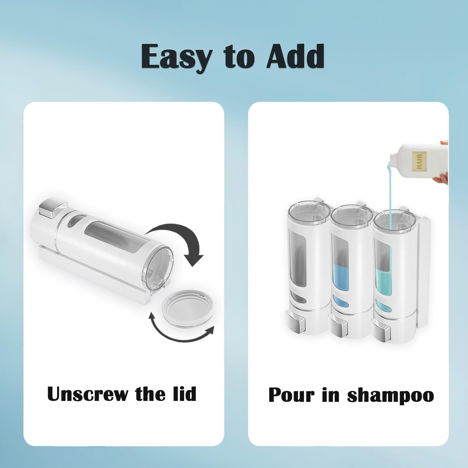 Dispensador de jabón de ducha 3 en 1 para montaje en pared, gel de ducha, champú, dispensador de acondicionador, dispensador sin taladro para baños