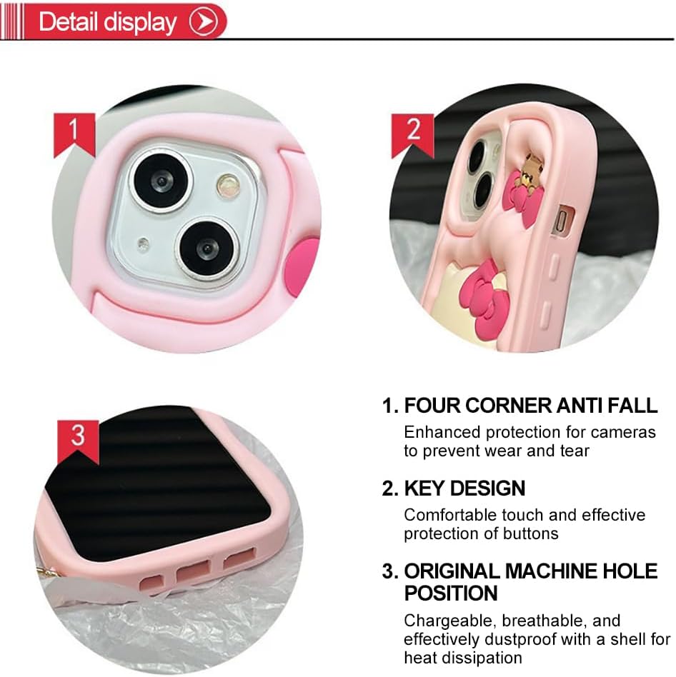 Funda de silicona de dibujos animados para iPhone 13, bonita y divertida funda 3D de personaje de gatito kawaii para niños y mujeres