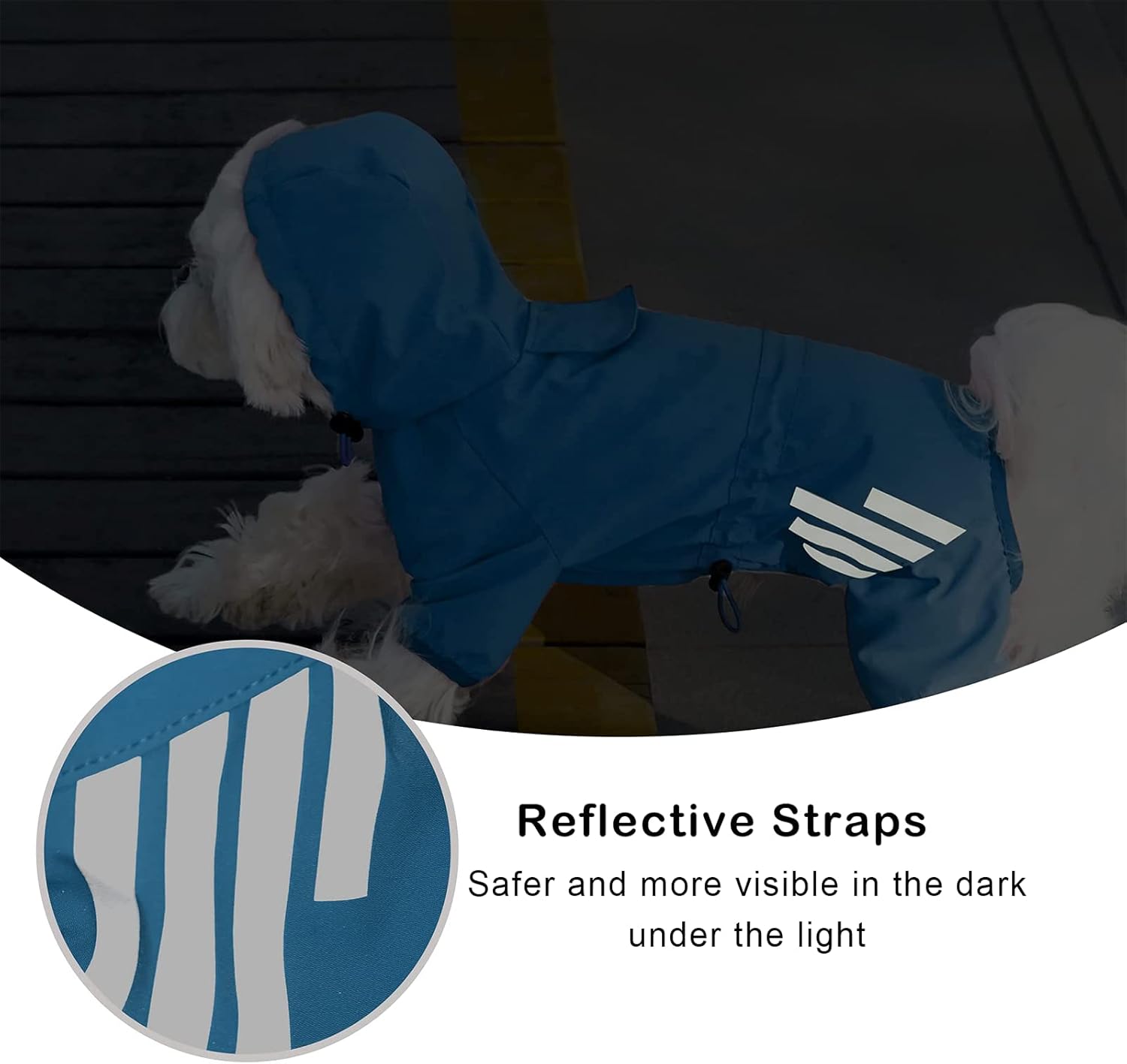 Impermeable impermeable para cachorros con capucha para cachorros pequeños y medianos, chaqueta impermeable para perro con correa reflectante y