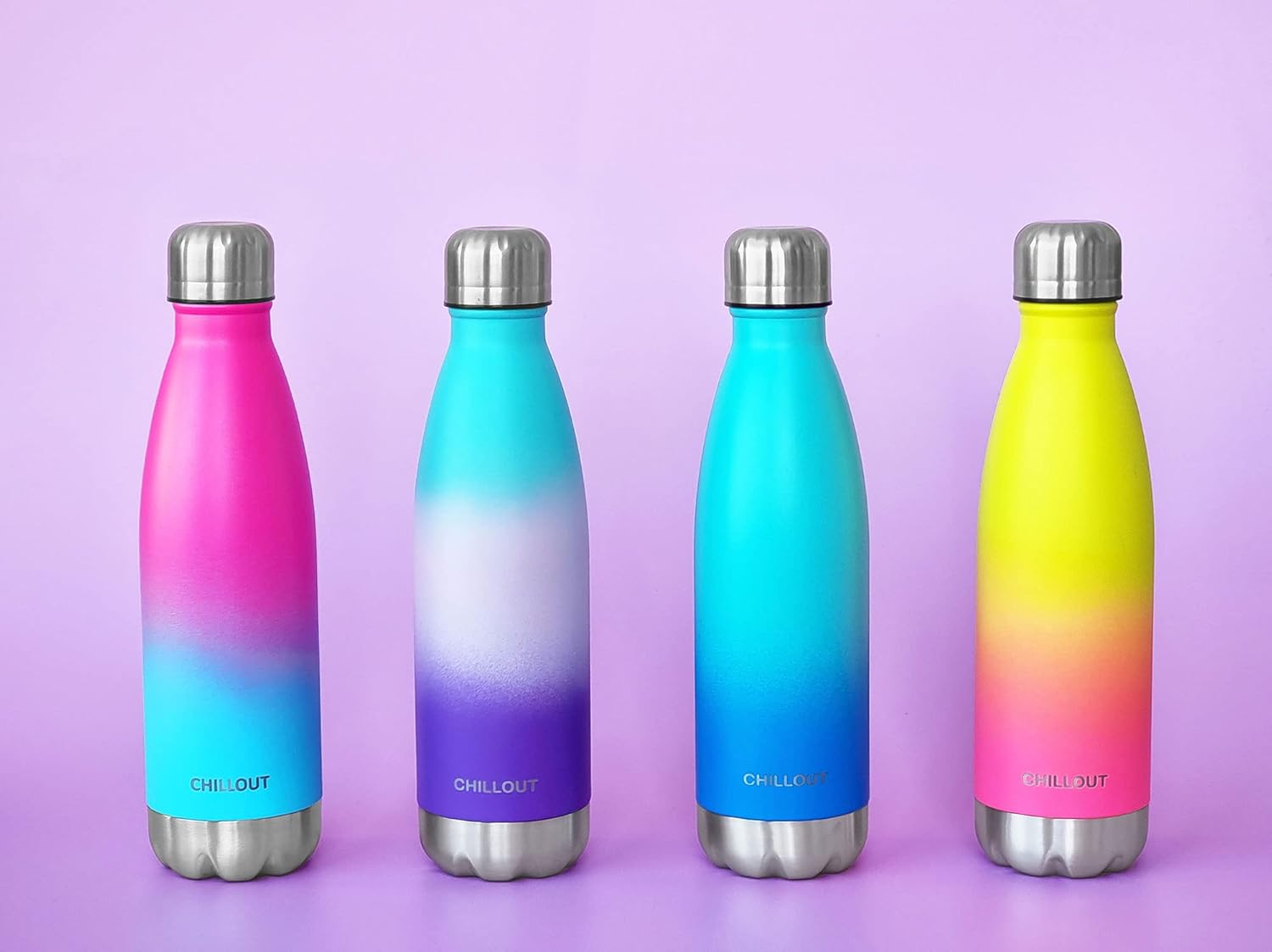 CHILLOUT LIFE – Botella de agua infantil. de acero inoxidable para la escuela, con aislamiento de doble pared, en forma de botella de refresco,