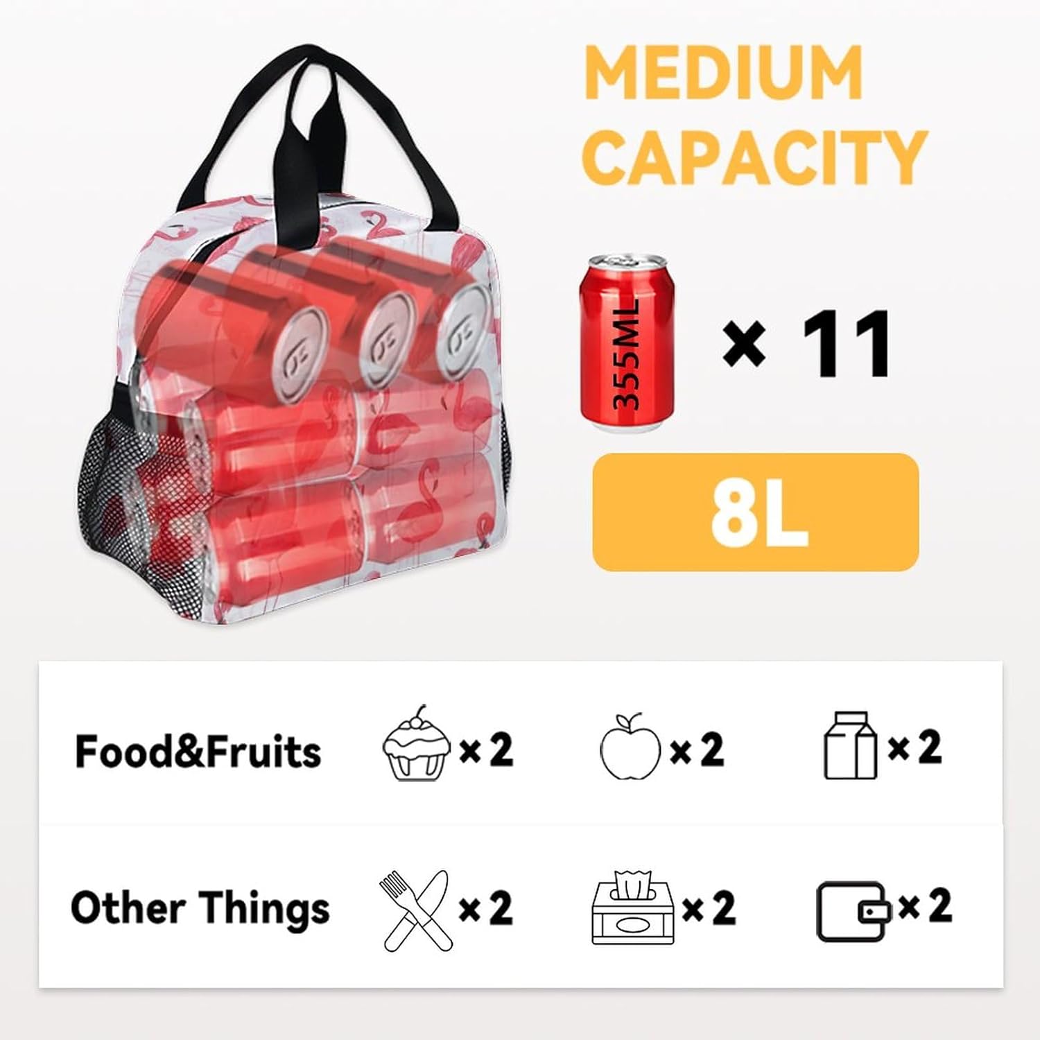 PAKKITOP Lonchera de flamenco para niñas, pequeñas bolsas de almuerzo aisladas, bonita lonchera reutilizable para mujeres, bolsas de almuerzo