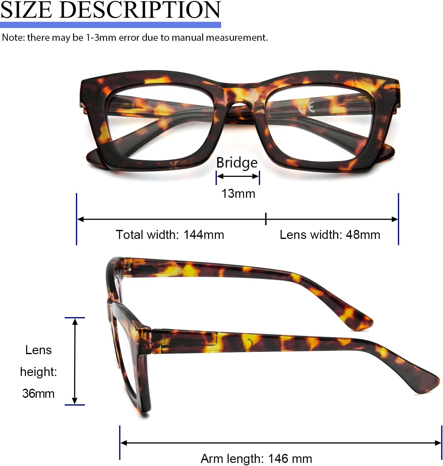 REAVEE Oprah Style – Lentes de lectura para mujer, con bloqueo de luz azul, bonitos lentes cuadrados de gran tamaño, bisagra de resorte
