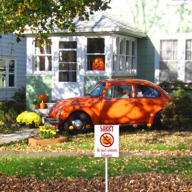 Letreros de Halloween de 7 x 8.8 pulgadas para decoración al aire libre, letrero con estaca para patio con estaca exterior, impermeable, para fiesta