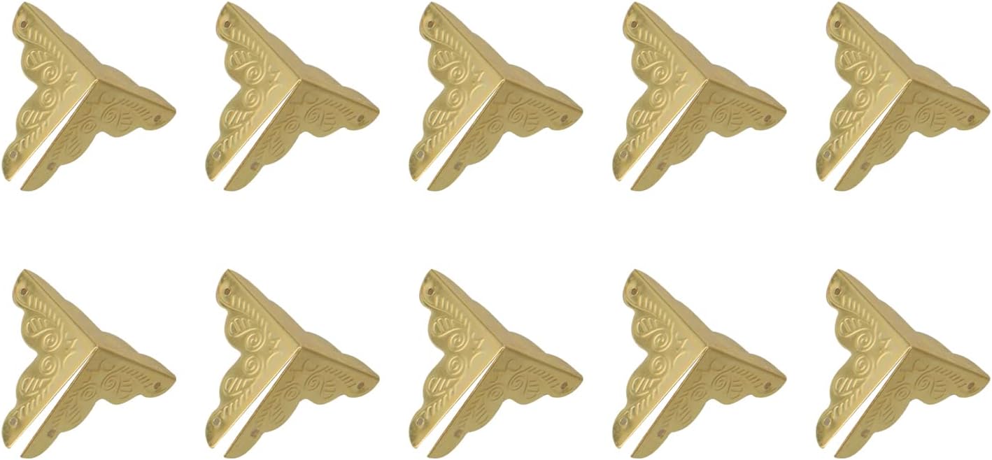 Protectores de esquina decorativos (0.984 in0.98 pulgadas), 16 unidades, funda de metal de madera para muebles, mesa de madera, tono dorado