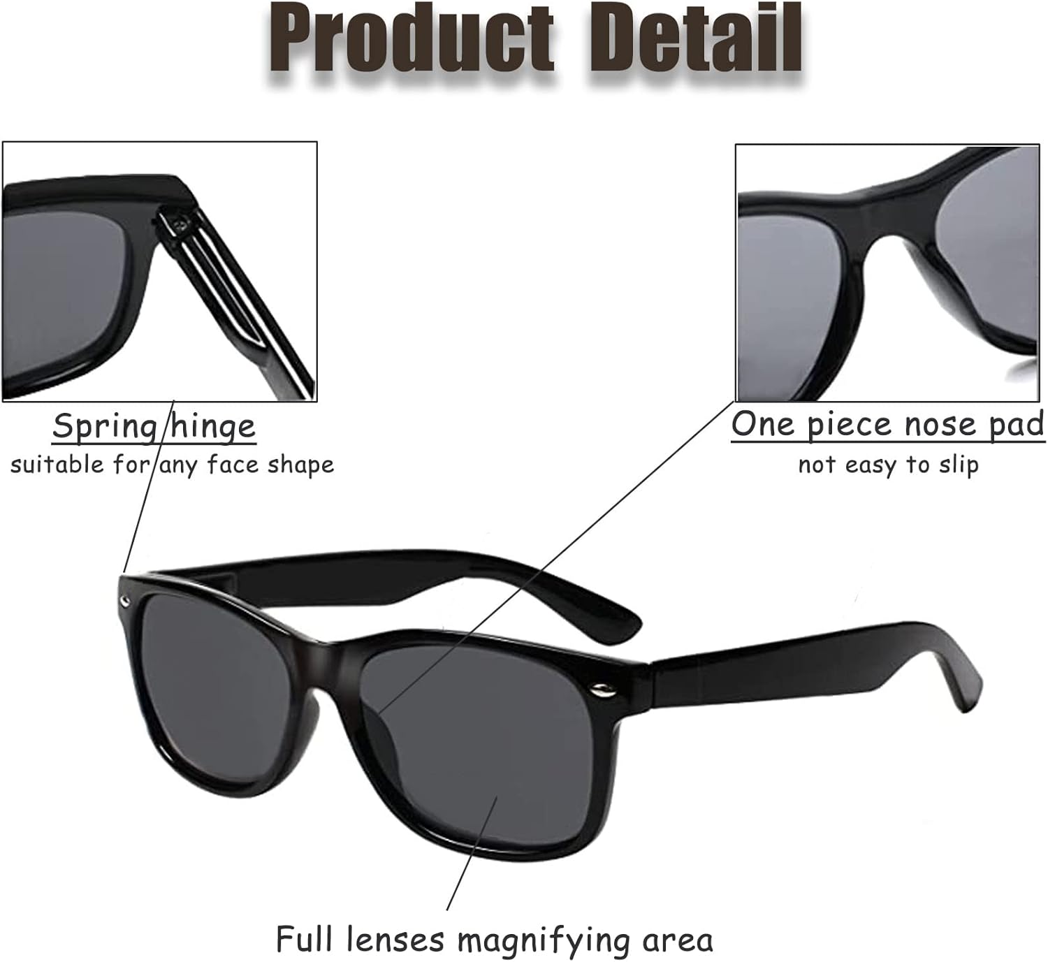 Lentes de sol de lectura para hombres y mujeres, lentes de sol tintados con lectores, bisagra de resorte, lectores de sol, protección UV400
