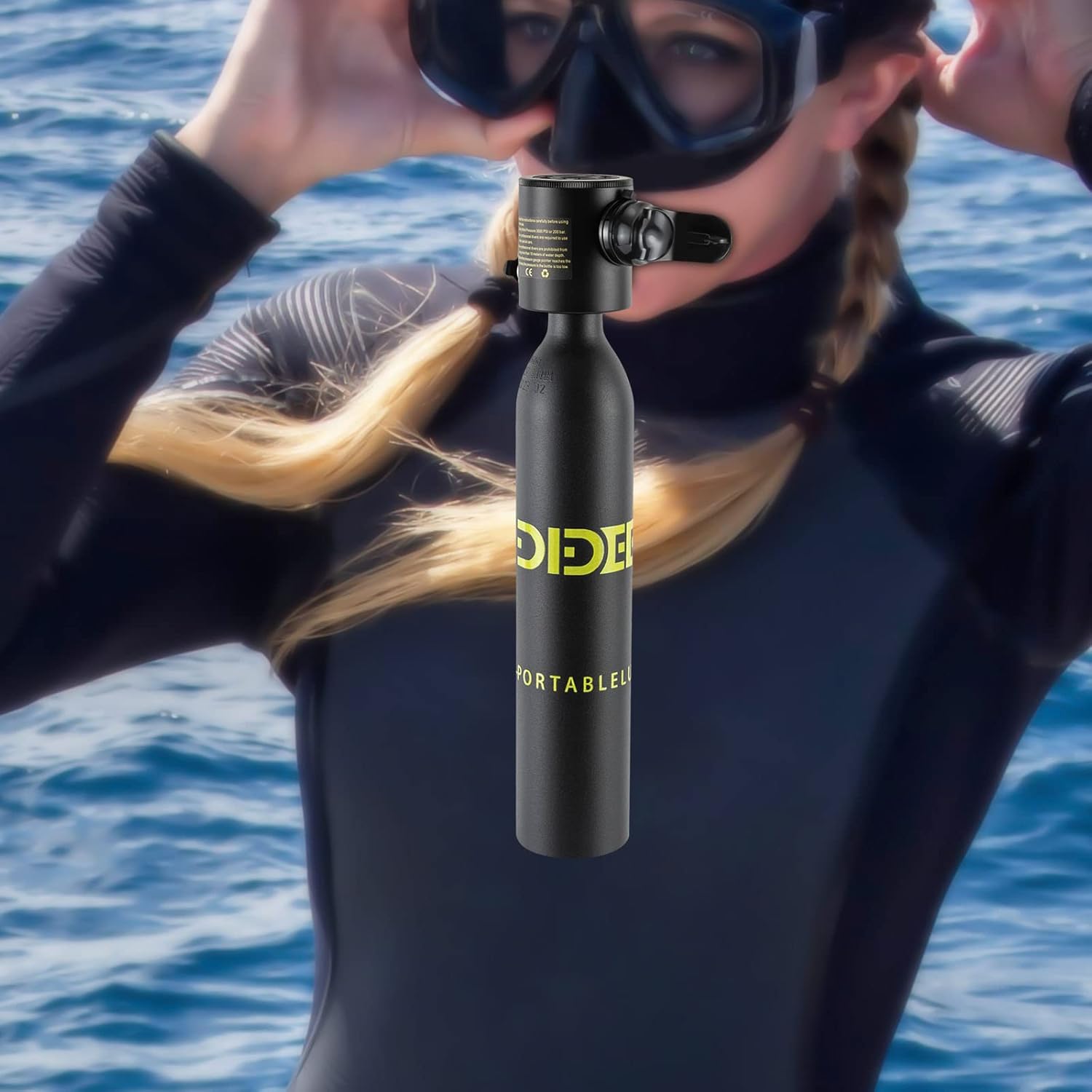 Mini tanque de buceo conjunto de buceo, equipo de buceo inflable de 0.5L, tanque de oxígeno para respiración subacuática, constante con válvula de