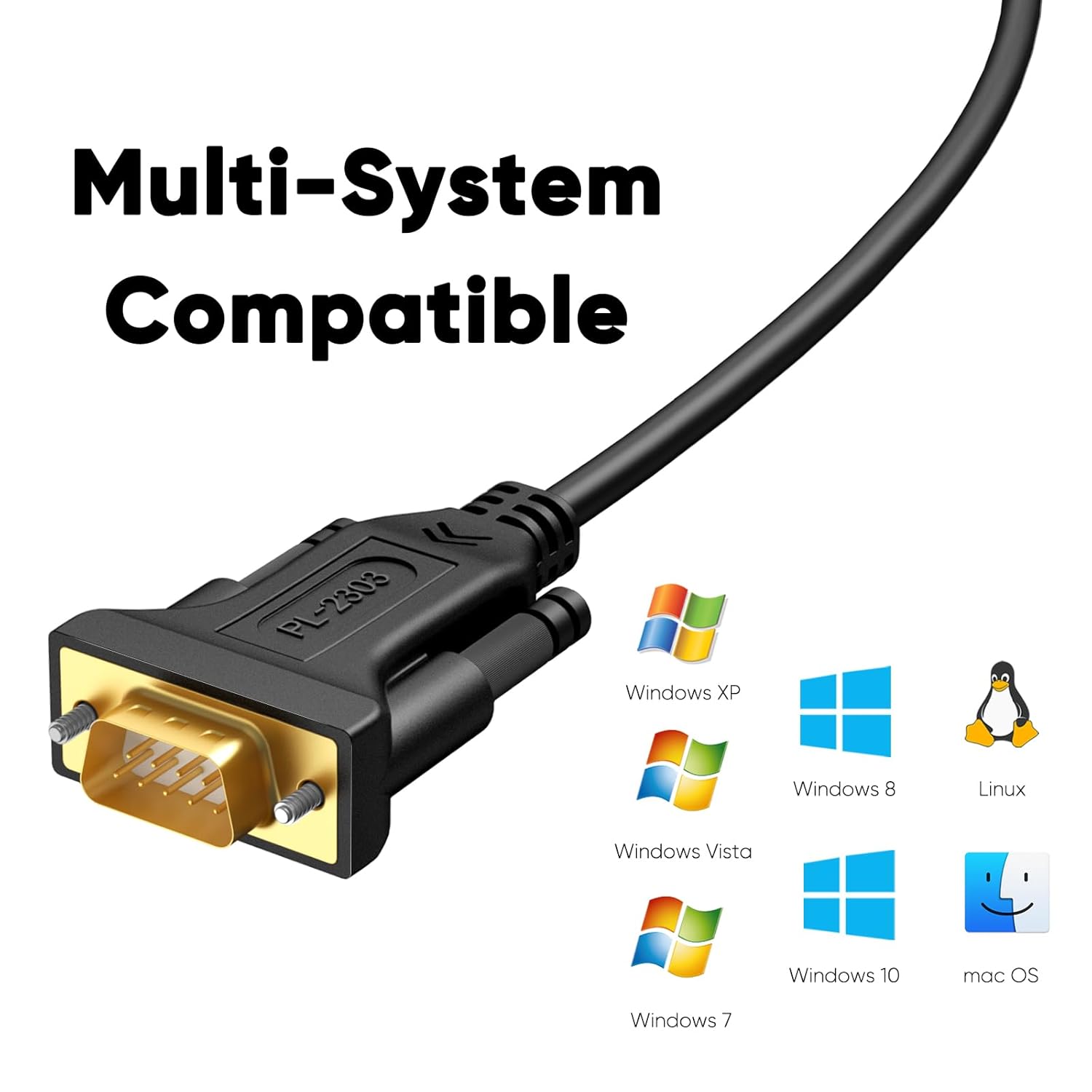 CableCreation Cable USB a serie RS232 de 3.3 pies con chip PL2303 Prolific, adaptador DB9 para Windows 11,10, 8,1, 8,7, Linux, Mac OS, 1Mnegro