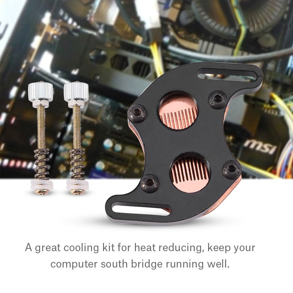 Bloque de refrigeración por agua, mini puente sur bloque de agua de refrigeración kit base de cobre rojo para computadora PC 4.4-5.8CM, kit de