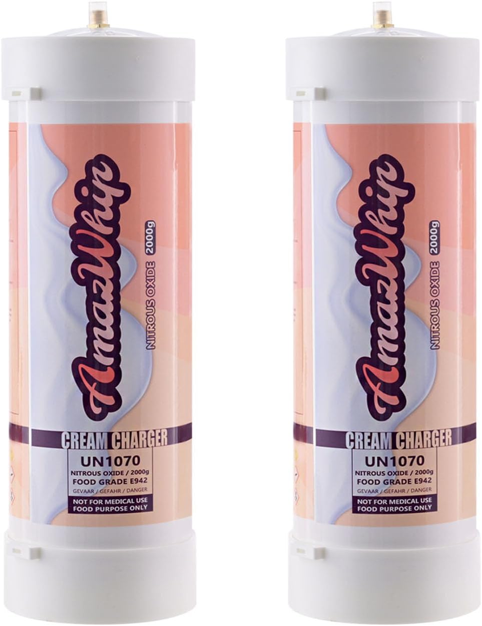 Cargador de crema batida de 3.3 L – Cargadores de crema batida N2O sabor original puro tanque de óxido nitroso de grado alimenticio (2 cilindros)