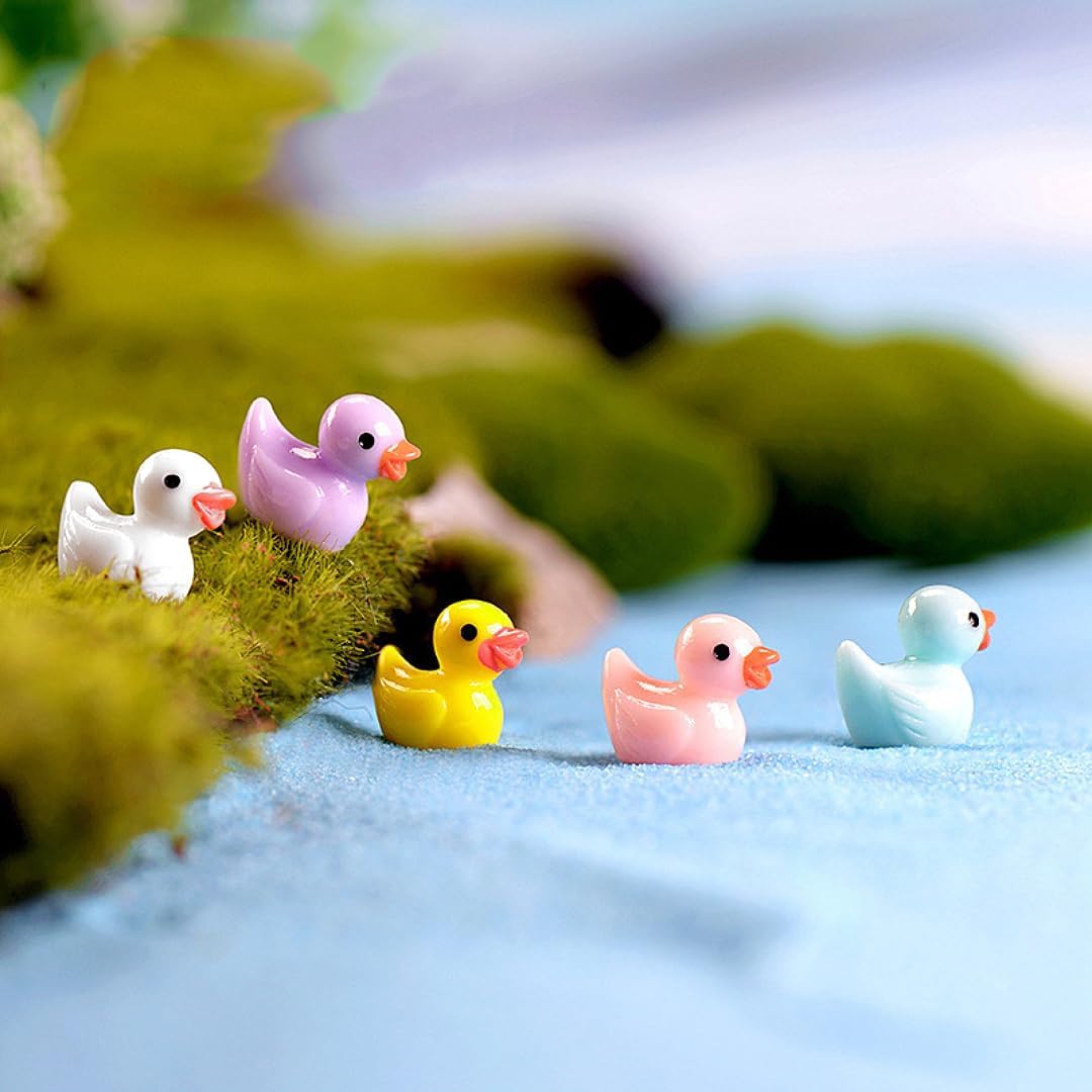 120 piezas de mini patos de resina, figuras en miniatura de pato pequeño a granel para fiestas, decoraciones de micro paisajes, adornos de acuario